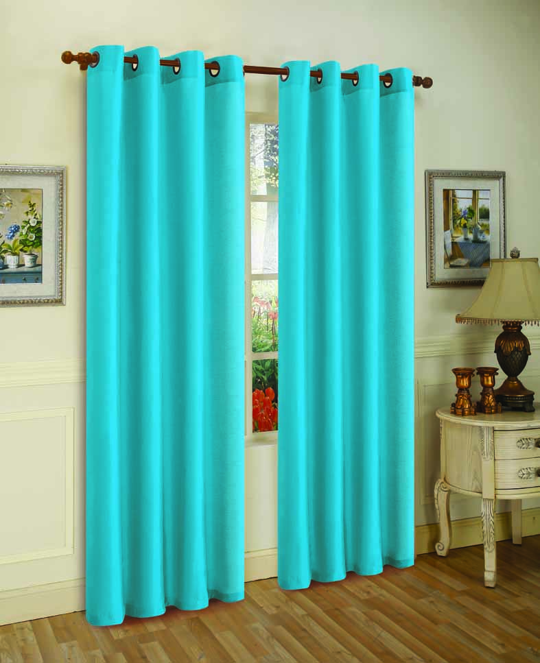 Solid Grommet Faux Silk Window Curtain Drapes - Set of 2