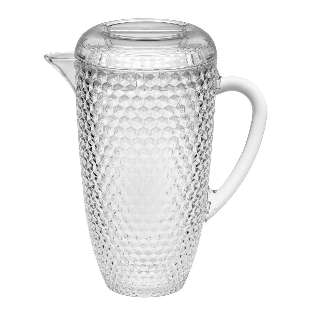 2.5 Quarts Water Pitcher with Lid, Diamond Cut Unbreakable Plastic Pitcher, Drink Pitcher, Juice Pitcher with Spout BPA Free - Tuesday Morning - Drinking Glasses