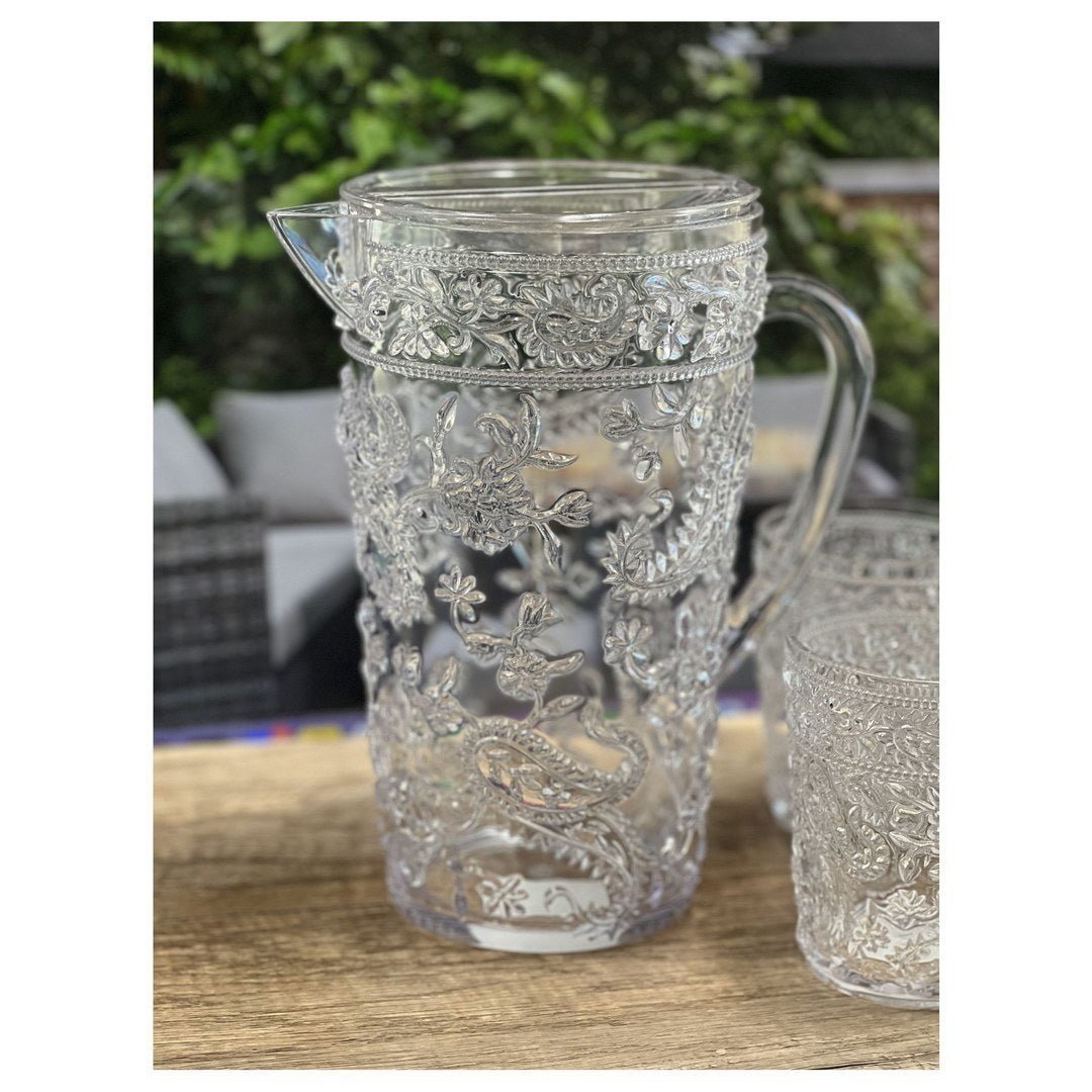 2.5 Quarts Water Pitcher with Lid, Paisley Unbreakable Plastic Pitcher, Drink Pitcher, Juice Pitcher with Spout BPA Free - Tuesday Morning - Drinking Glasses