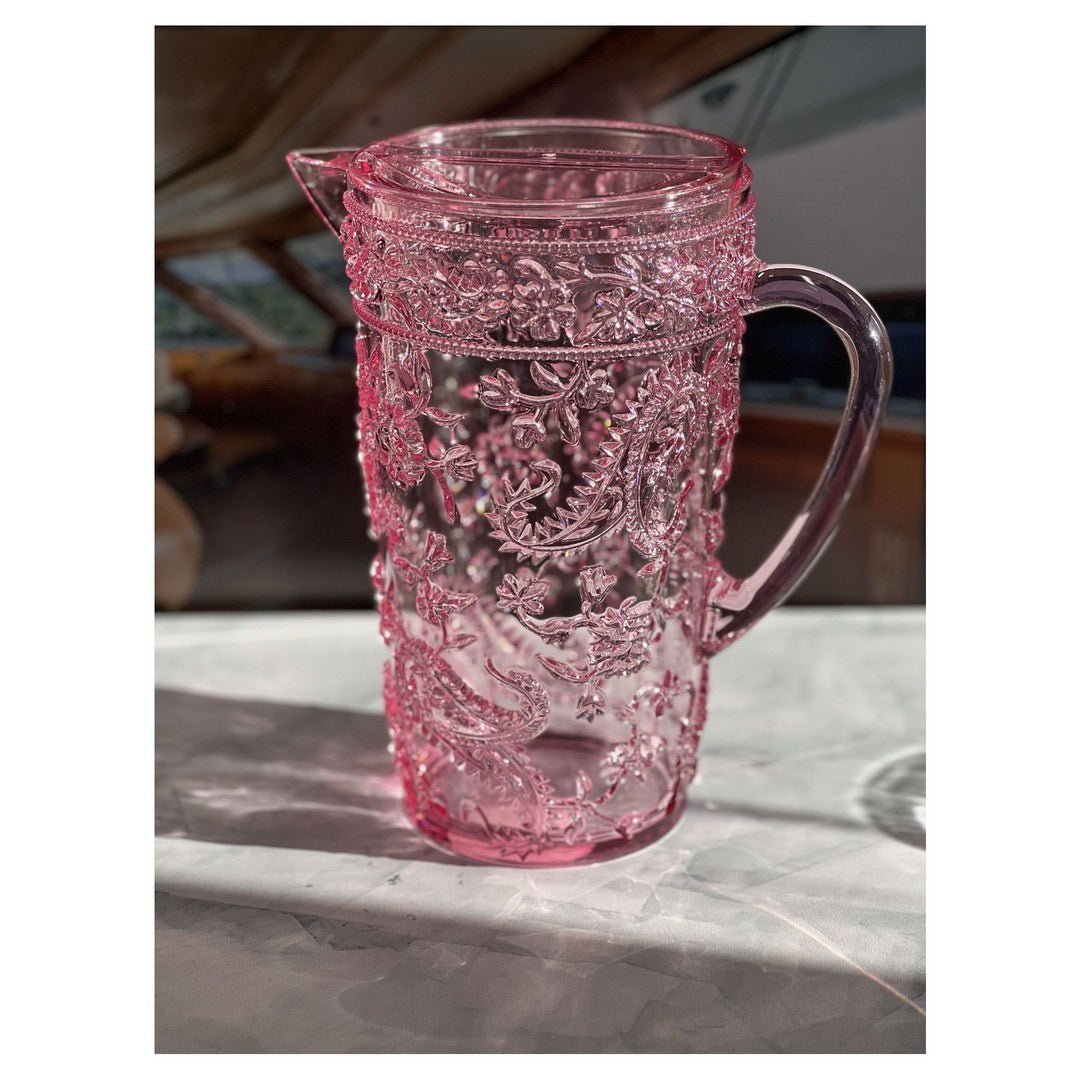 2.5 Quarts Water Pitcher with Lid, Paisley Unbreakable Plastic Pitcher, Drink Pitcher, Juice Pitcher with Spout BPA Free - Tuesday Morning - Drinking Glasses