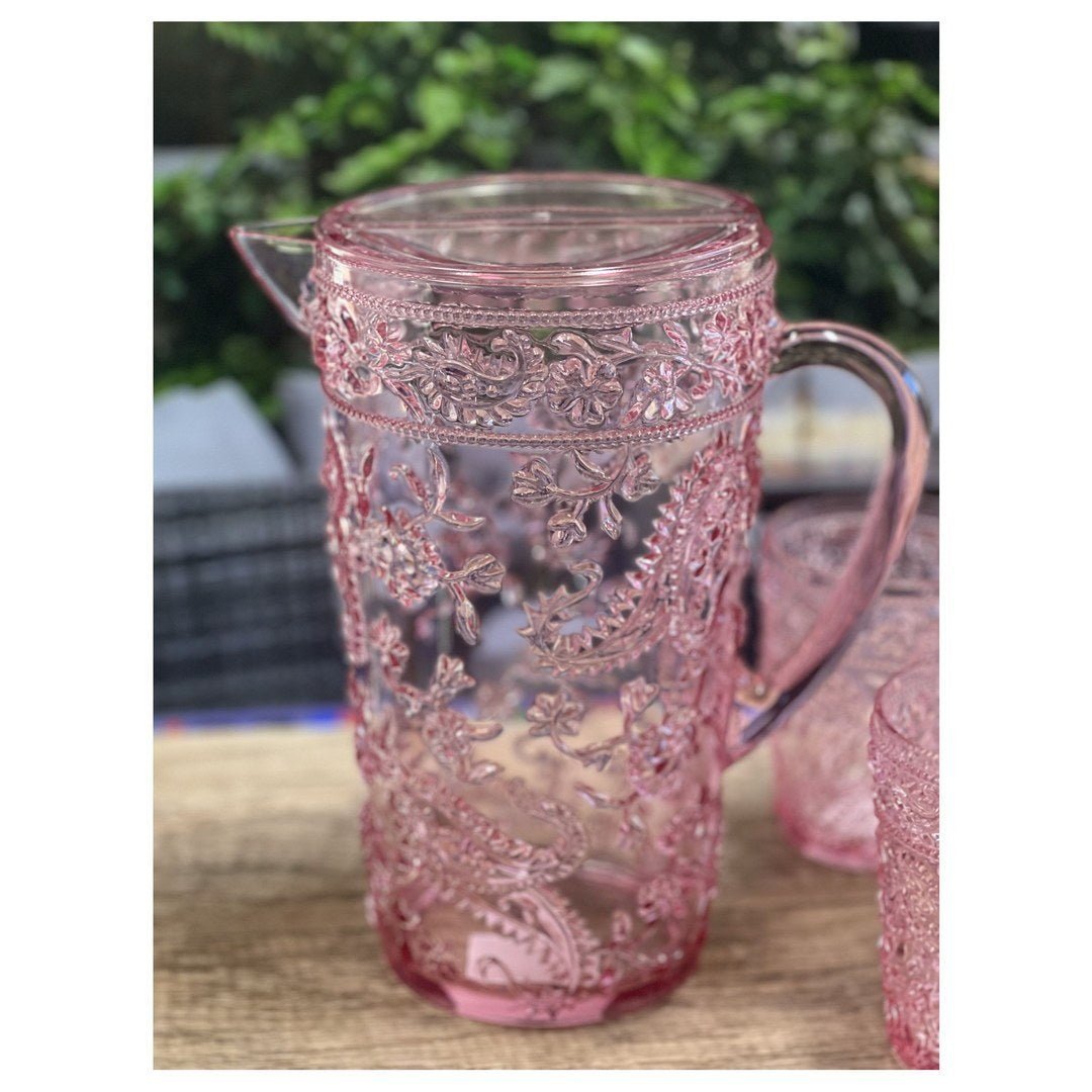 2.5 Quarts Water Pitcher with Lid, Paisley Unbreakable Plastic Pitcher, Drink Pitcher, Juice Pitcher with Spout BPA Free - Tuesday Morning - Drinking Glasses