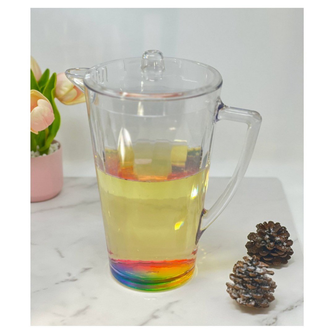 2.5 Quarts Water Pitcher with Lid, Rainbow Design Unbreakable Plastic Pitcher, Drink Pitcher, Juice Pitcher with Spout BPA Free - Tuesday Morning - Drinking Glasses