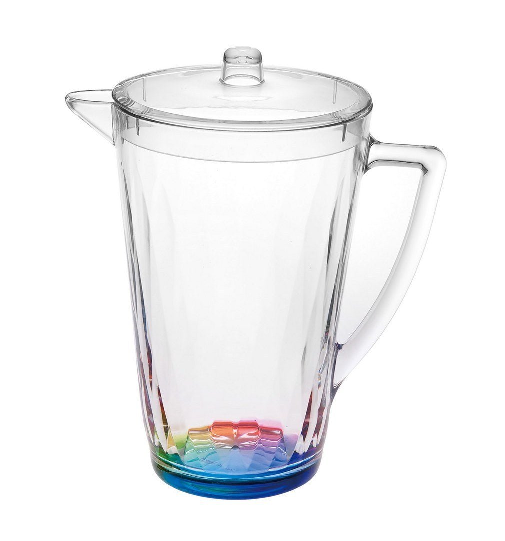 2.5 Quarts Water Pitcher with Lid, Rainbow Design Unbreakable Plastic Pitcher, Drink Pitcher, Juice Pitcher with Spout BPA Free - Tuesday Morning - Drinking Glasses