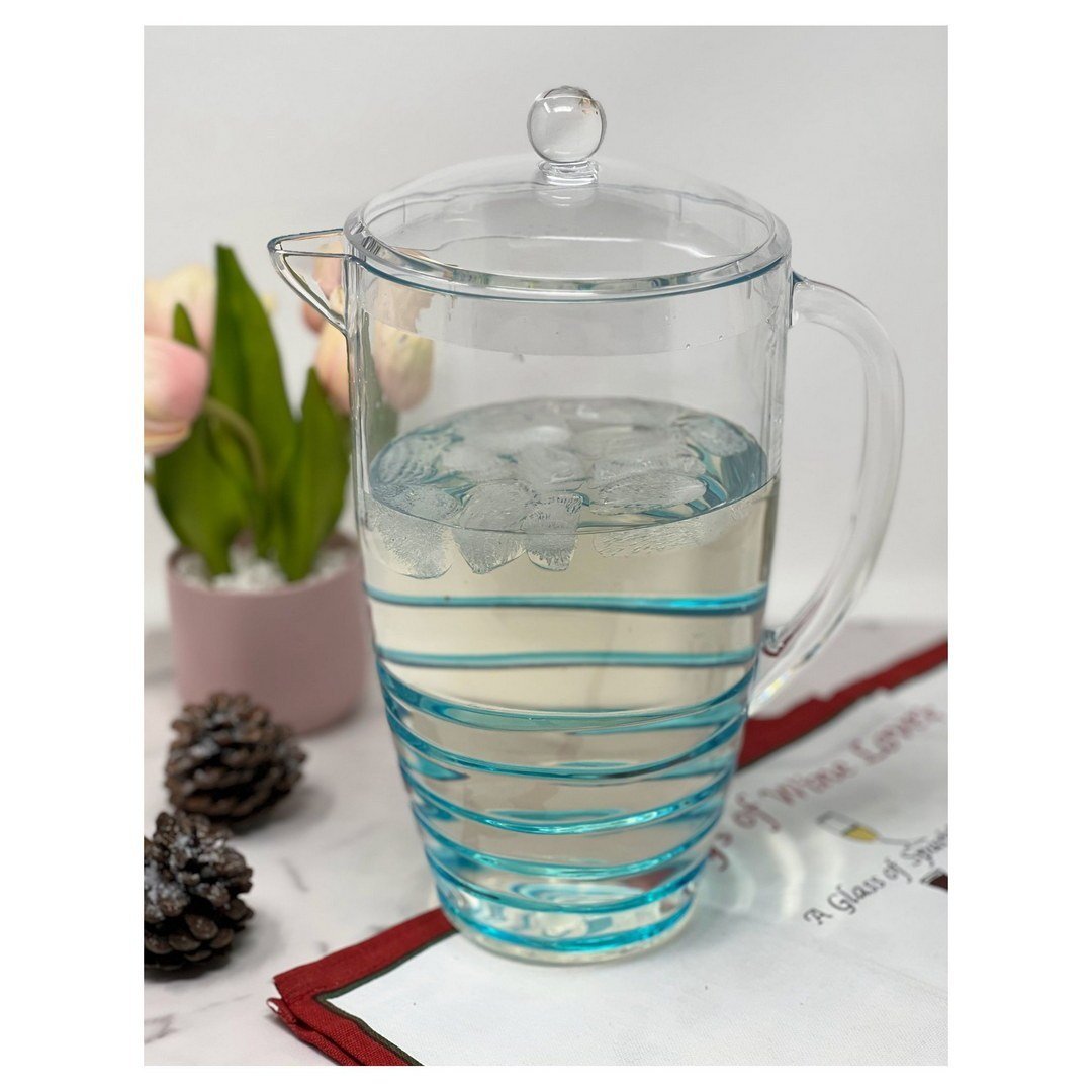 2.5 Quarts Water Pitcher with Lid, Swirl Unbreakable Plastic Pitcher, Drink Pitcher, Juice Pitcher with Spout BPA Free - Tuesday Morning - Drinking Glasses