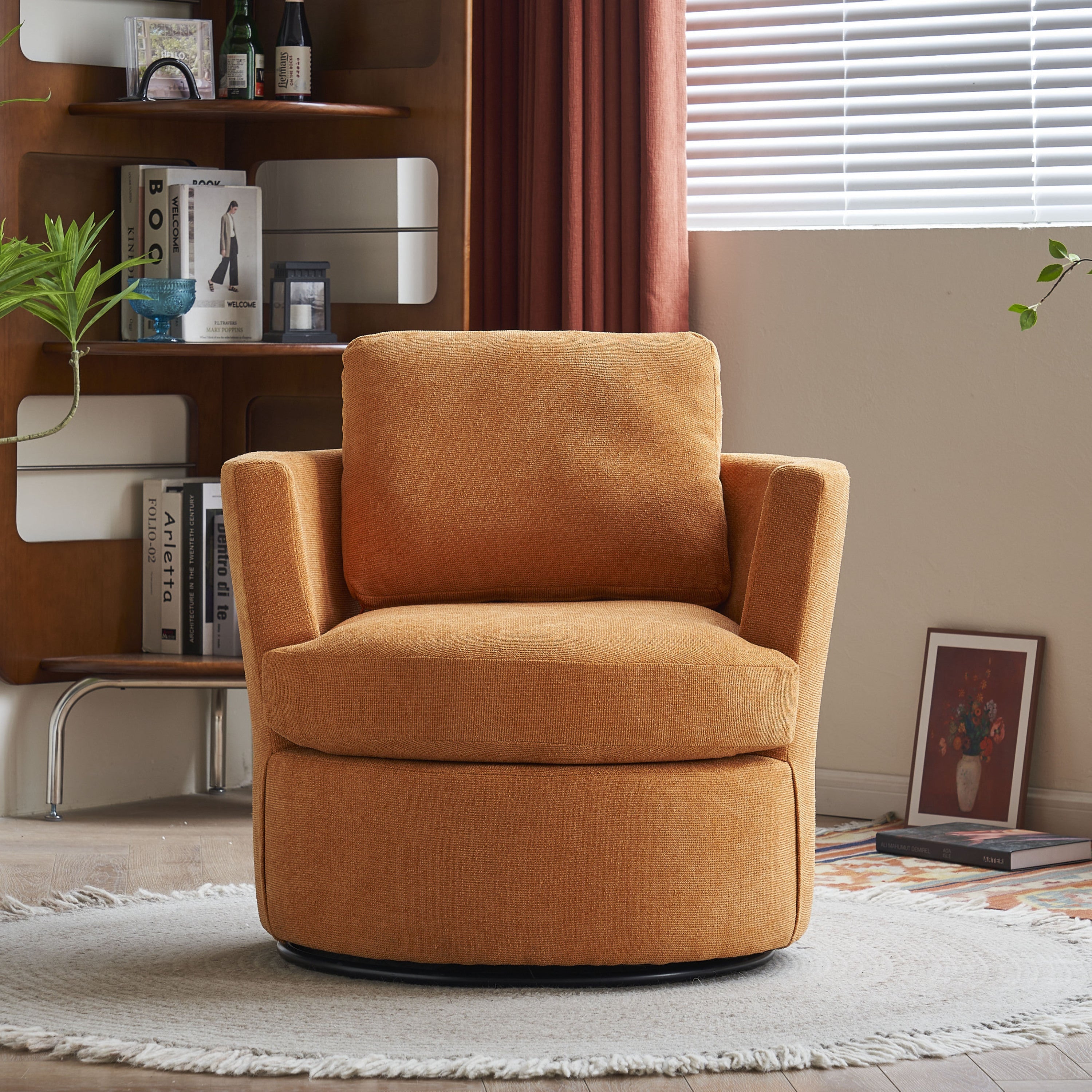 Swivel Barrel Chair, Comfy Round Accent Sofa Chair