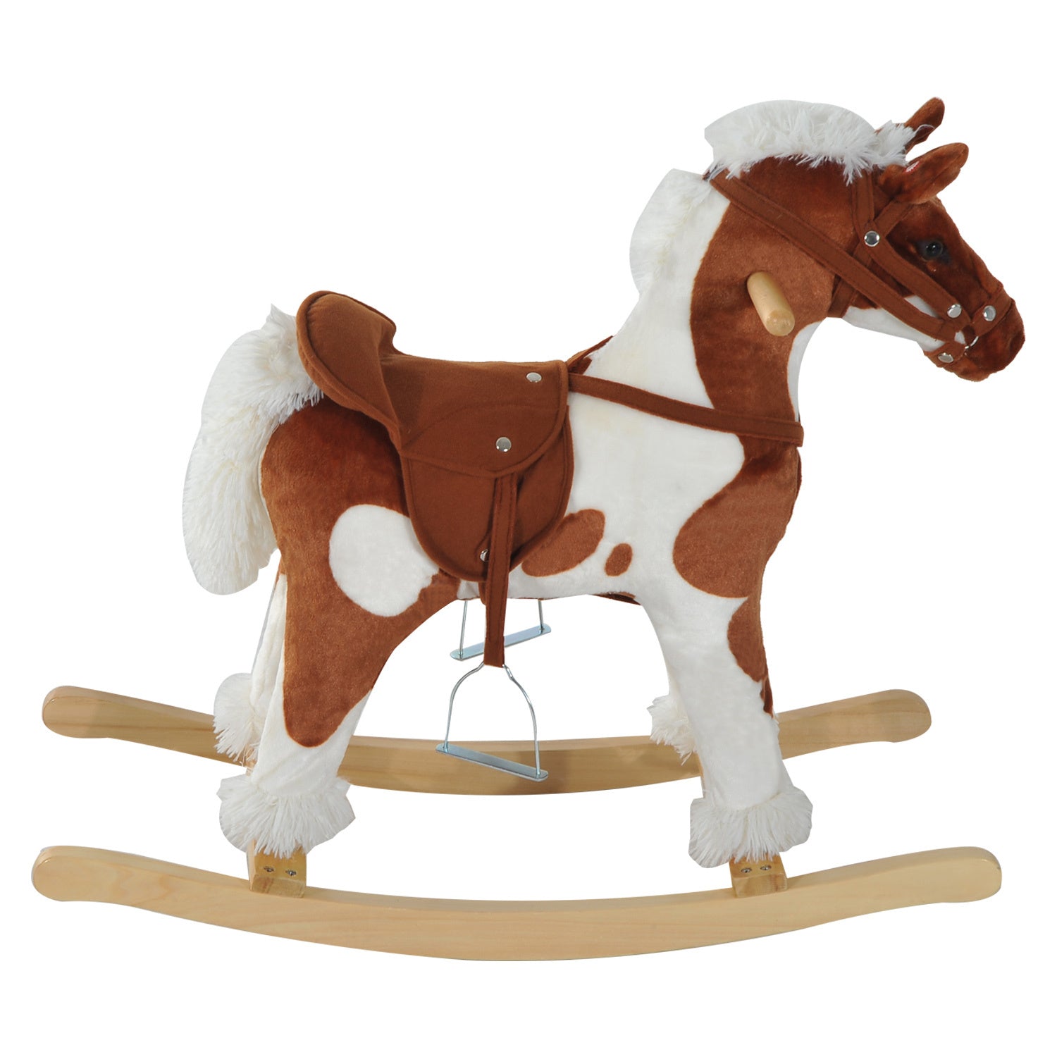 Wooden Toddler Rocking Horse, Kids Plush Rocking Chair Toy with Nursery ...