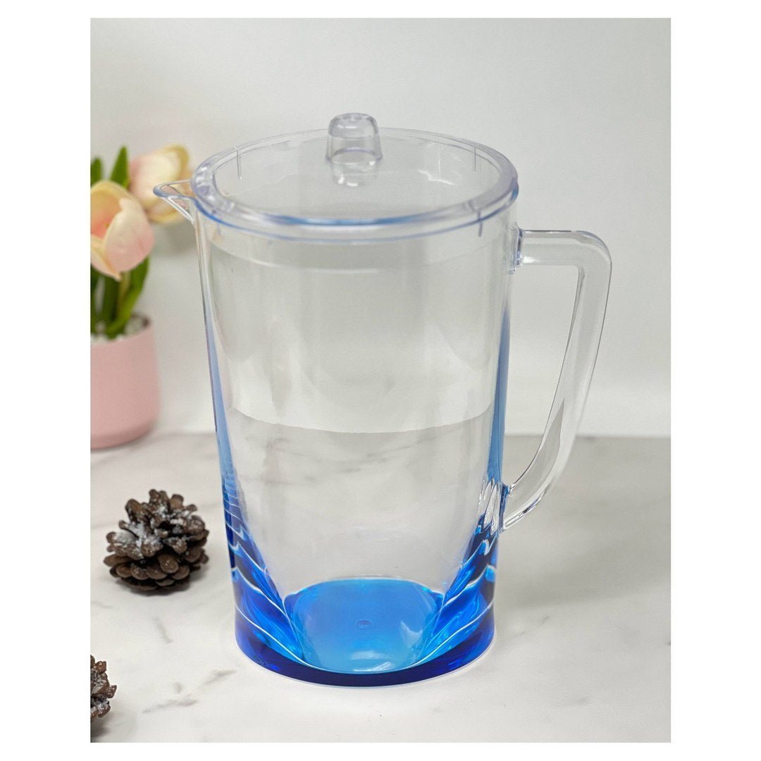 2.75 Quarts Water Pitcher with Lid, Oval Halo Design Plastic Pitcher with Spout - Tuesday Morning - Drinking Glasses