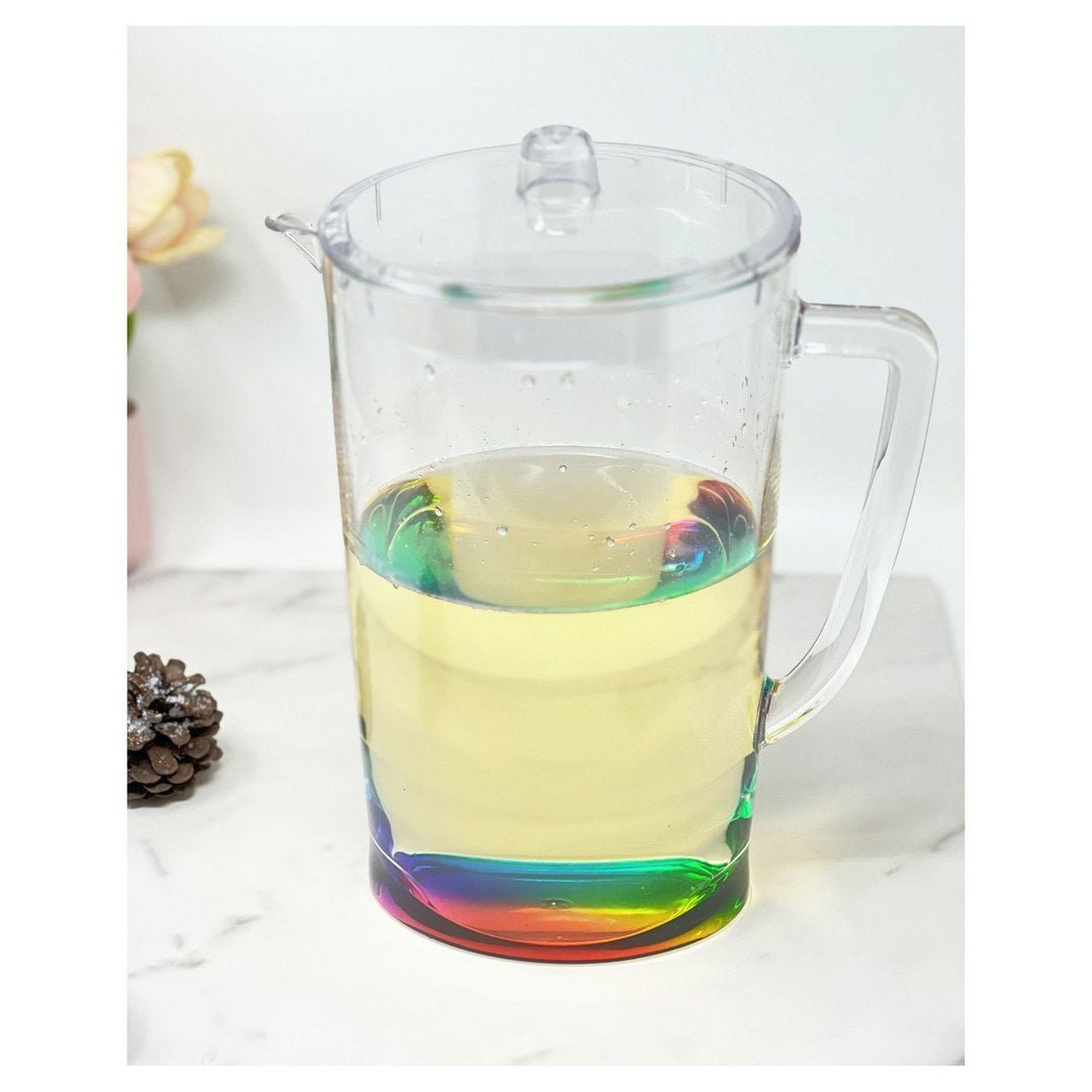 2.75 Quarts Water Pitcher with Lid, Oval Halo Design Unbreakable Plastic Pitcher, Drink Pitcher, Juice Pitcher with Spout BPA Free - Tuesday Morning - Drinking Glasses