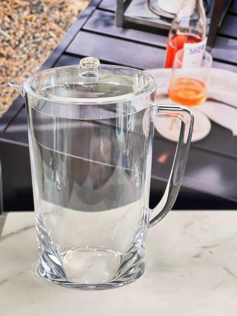 2.75 Quarts Water Pitcher with Lid, Oval Halo Design Unbreakable Plastic Pitcher, Drink Pitcher, Juice Pitcher with Spout BPA Free - Tuesday Morning - Drinking Glasses