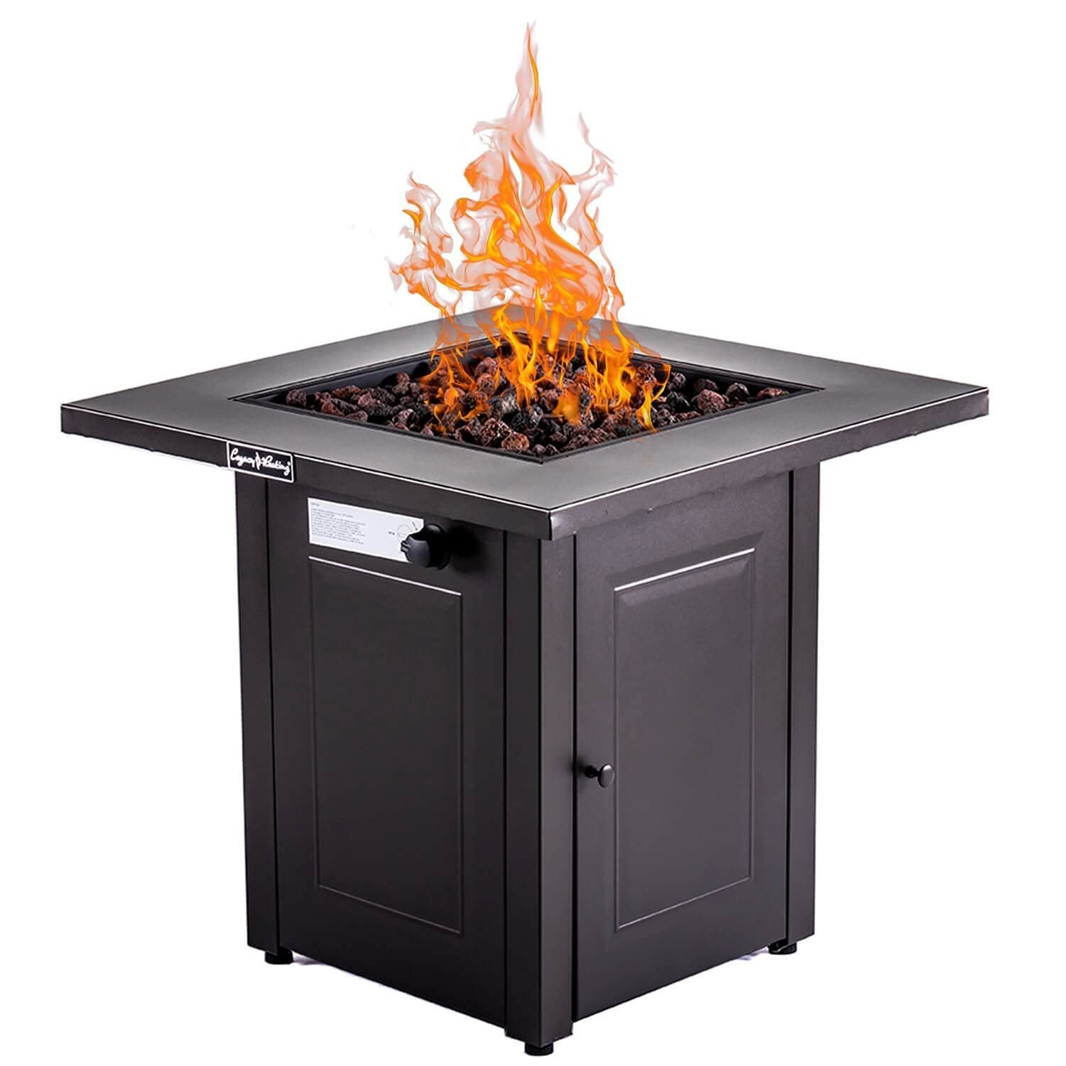 28in Propane Fire Pits Table, 50000 BTU Gaswith Lid, Lava Stone, ETL Certification - Tuesday Morning - Fire Pits