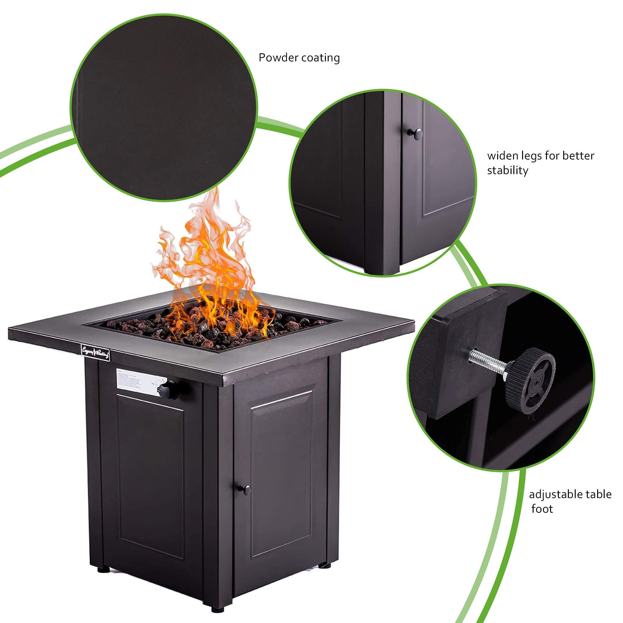 28in Propane Fire Pits Table, 50000 BTU Gaswith Lid, Lava Stone, ETL Certification - Tuesday Morning - Fire Pits