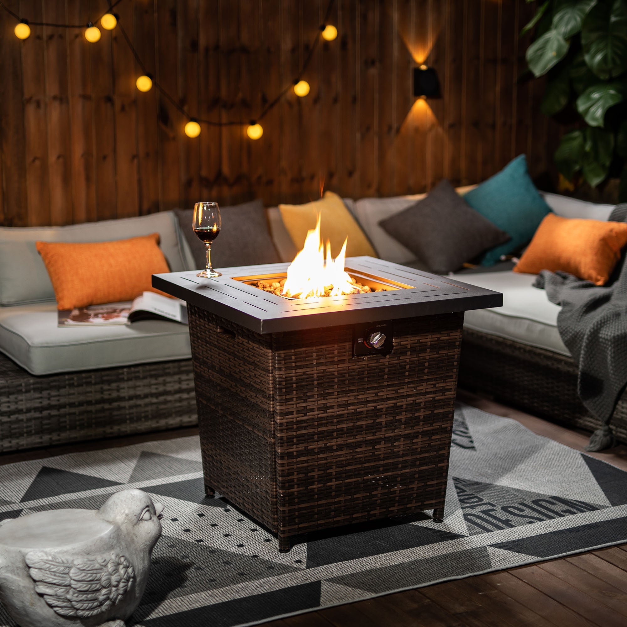 28inch Wicker Square Fire Pit Table - Tuesday Morning - Fire Pits