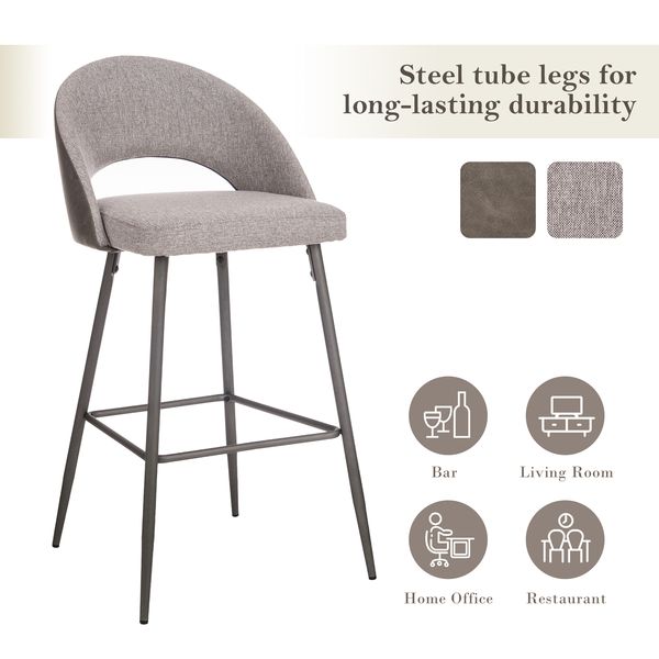 29.25”H Upholstered Bar Stools Set of 2 with Backs and Metal Legs - Tuesday Morning - Table & Bar Stools