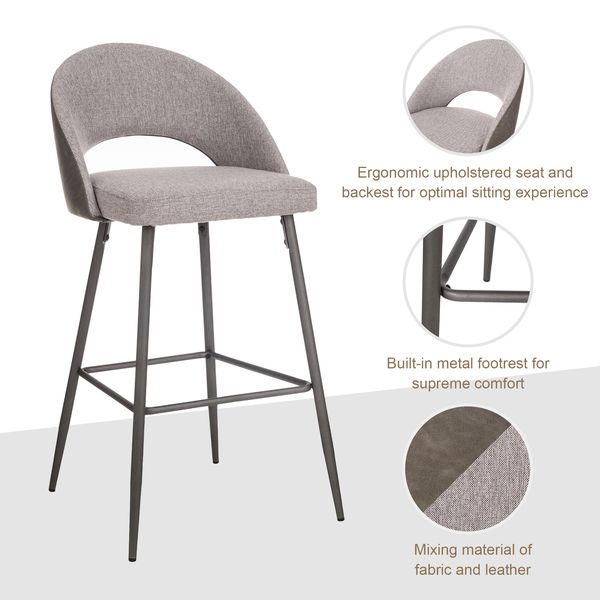 29.25”H Upholstered Bar Stools Set of 2 with Backs and Metal Legs - Tuesday Morning - Table & Bar Stools