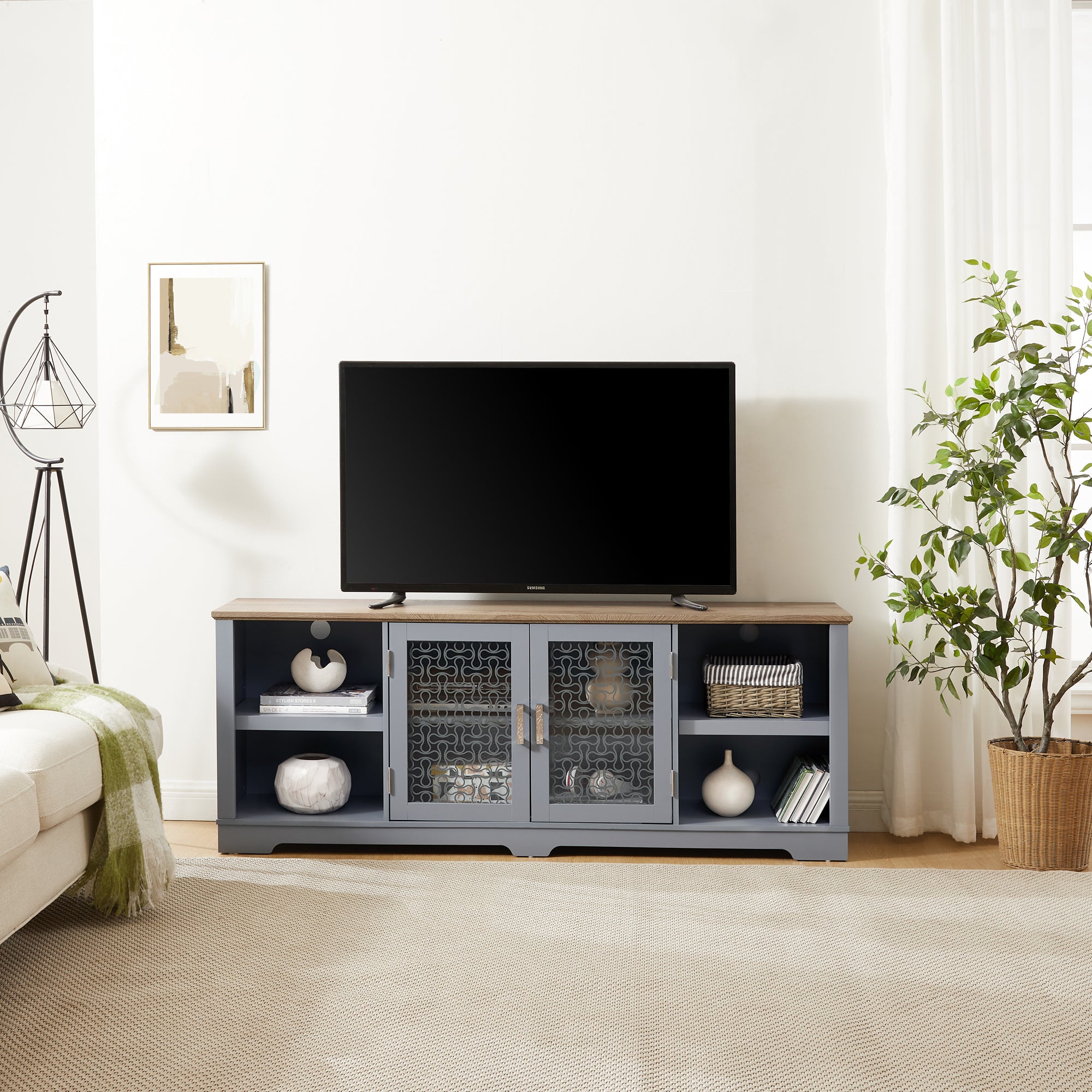 Modern Farmhouse TV Media Stand, Large Home Entertainment Console