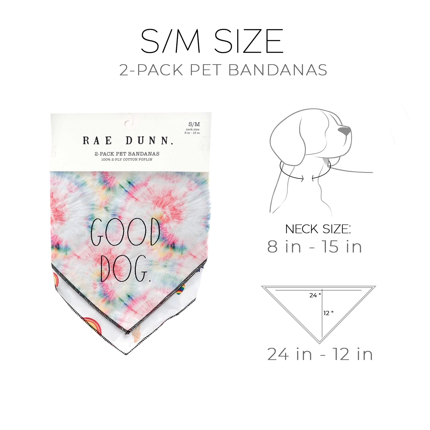 Rae Dunn GOOD DOG Rainbow Bandanna Small / Medium