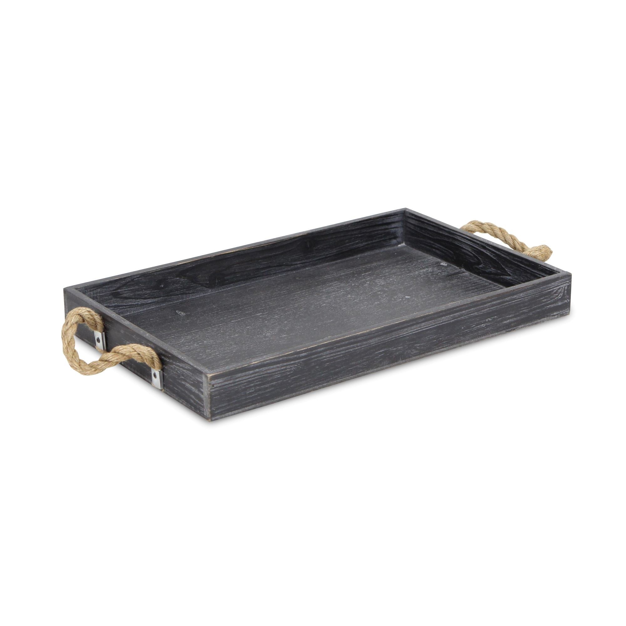 Wooden Tray with Rope Handles