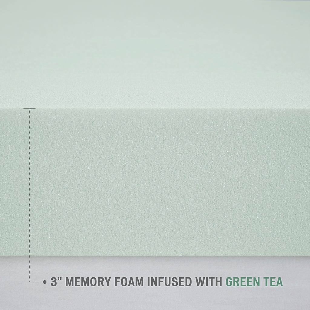 3 Green Tea Foam Topper with Cooling Removable Cover - Tuesday Morning - Mattress Toppers