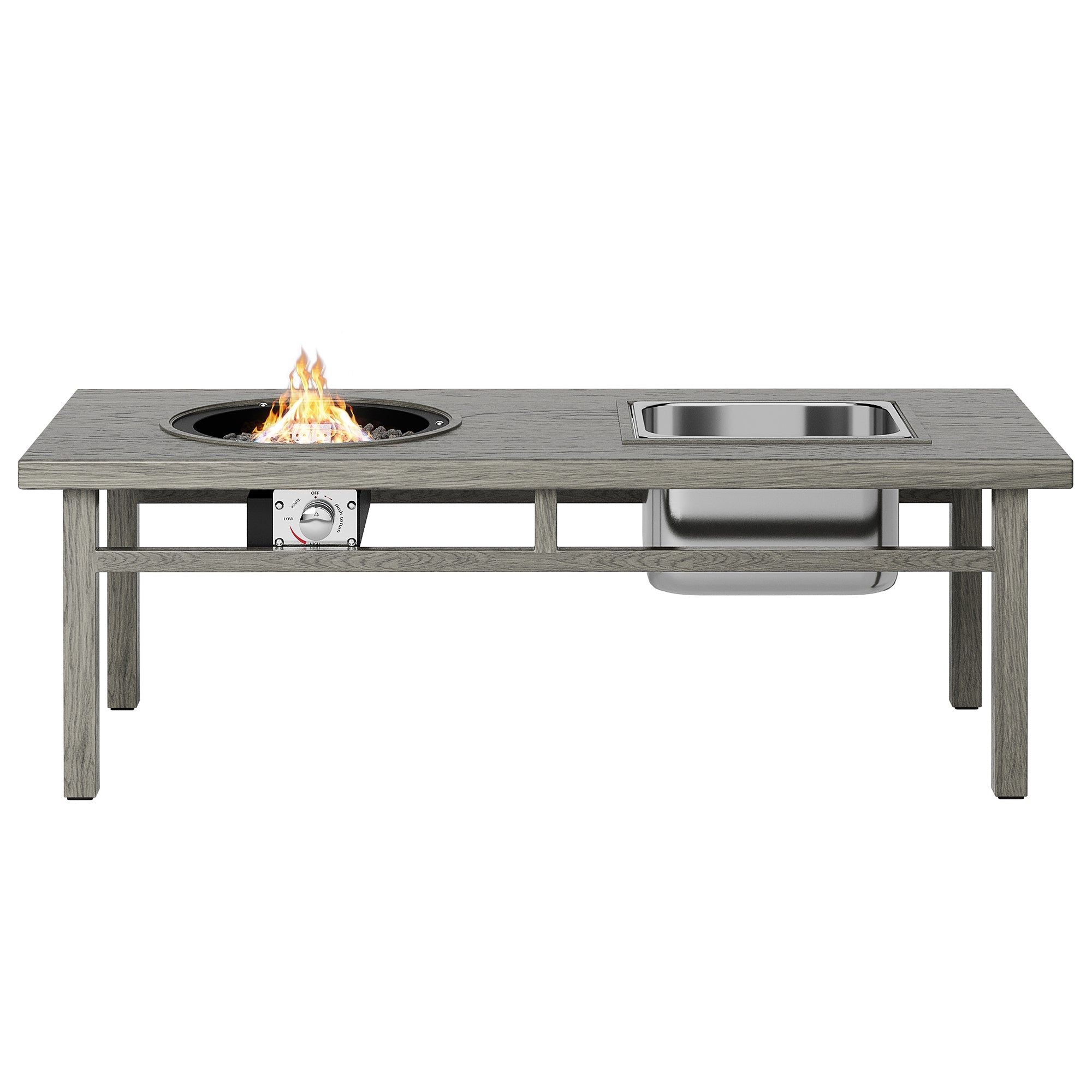 3 - in - 1 Coffee Table with Ice Bucket and Fire Pit - Gray - Tuesday Morning - Outdoor Tables