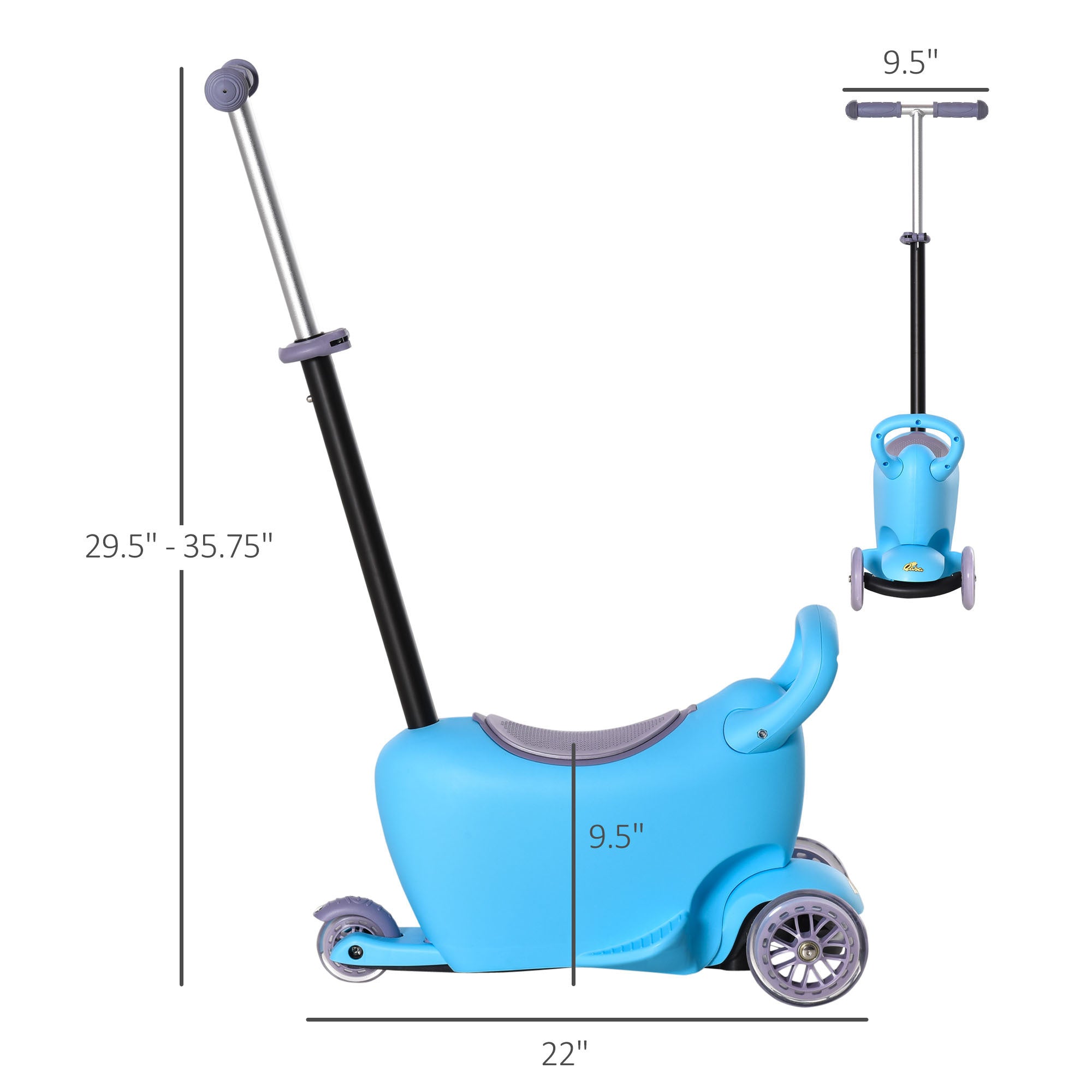 3 - in - 1 Ride On Push Car, Kids Scooter, Sliding Walker, Push Rider, with Adjustable Handlebar, 3 Balanced Wheels, Removable Storage Seat, for Boys and Girls Aged 2 - 6 Years Olds, Blue - Tuesday Morning - Toys & Games