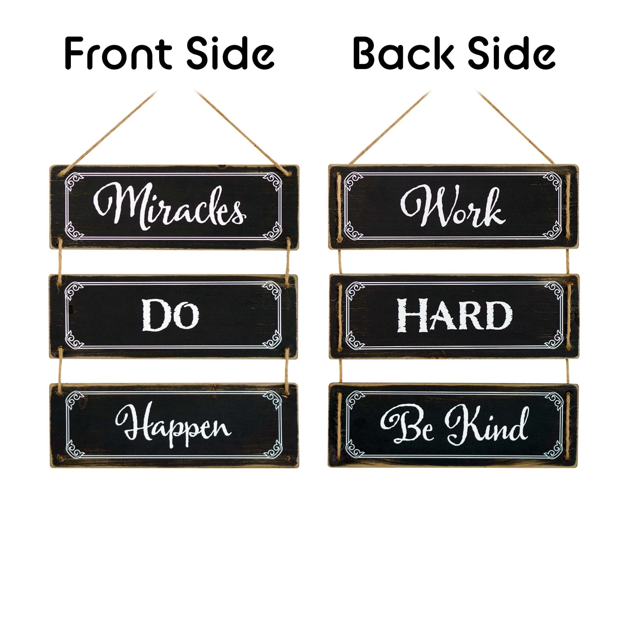 3 Panels Black Reversible Hanging Wood Wall Sign Decor - Tuesday Morning - Wall Signs