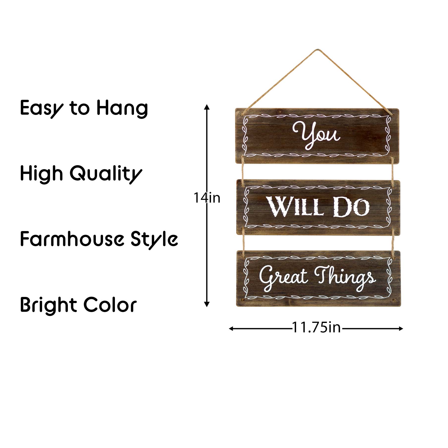 3 Panels Brown Reversible Hanging Wood Wall Sign Decor - Tuesday Morning - Wall Signs