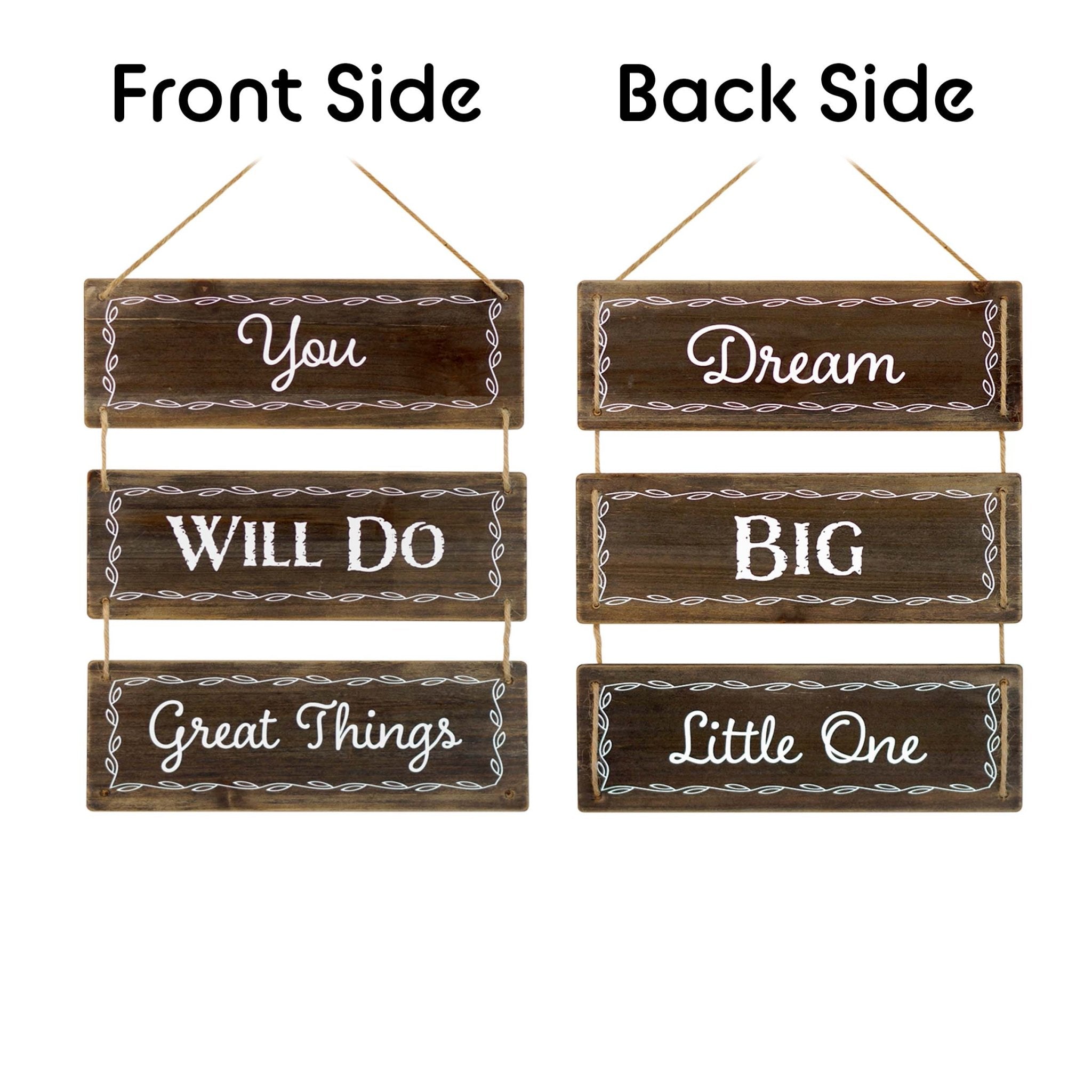 3 Panels Brown Reversible Hanging Wood Wall Sign Decor - Tuesday Morning - Wall Signs