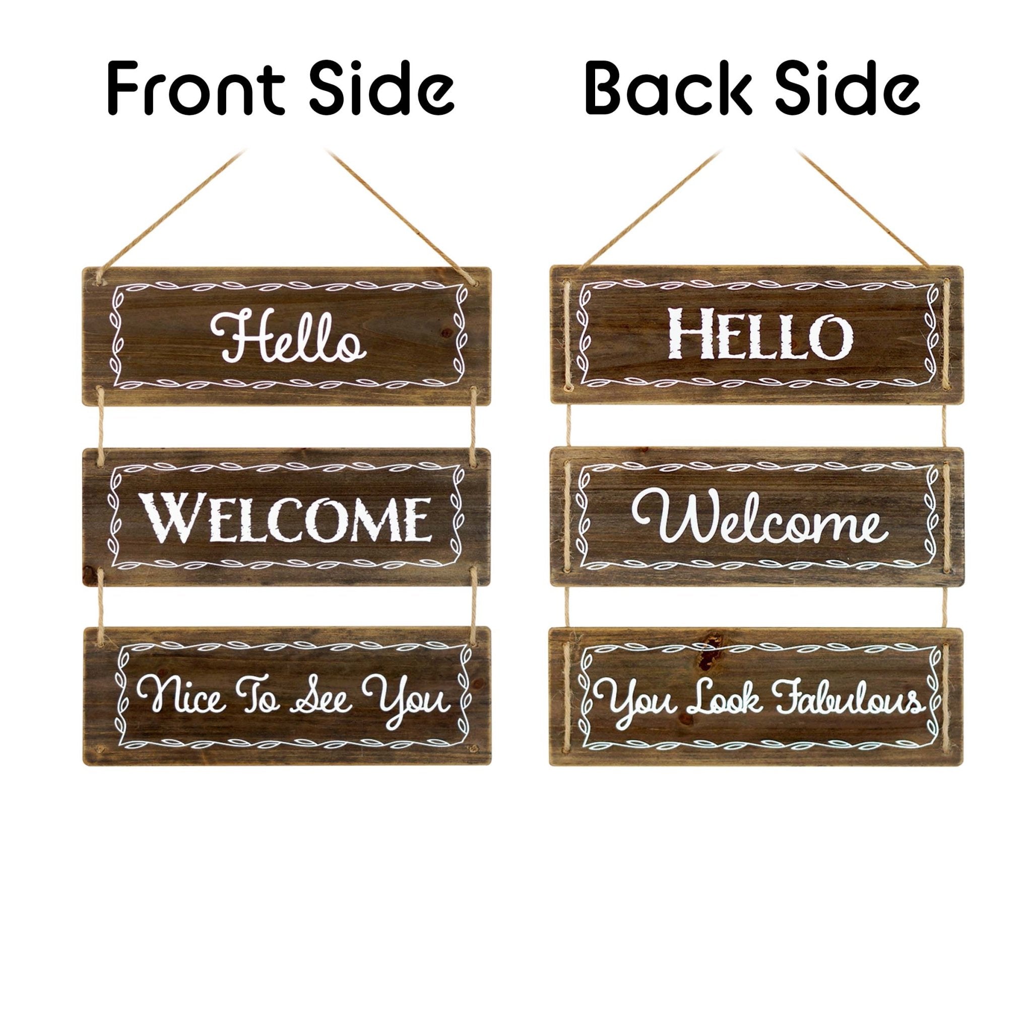 3 Panels Reversible Hanging Wood Wall Sign Decor - Tuesday Morning - Wall Signs