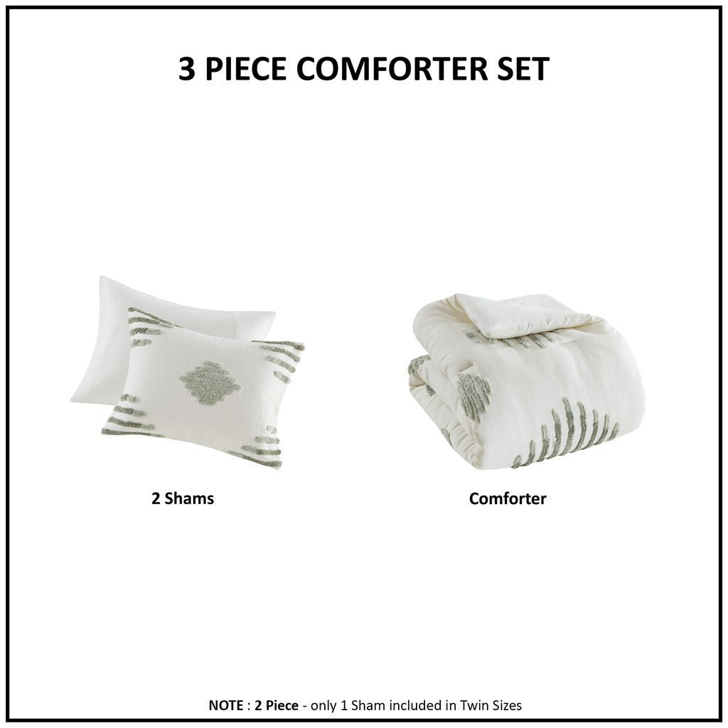 3 Piece Cotton Blend Chenille Comforter Set - King/Cal King :106W x 94L - Tuesday Morning - Comforters & Duvets