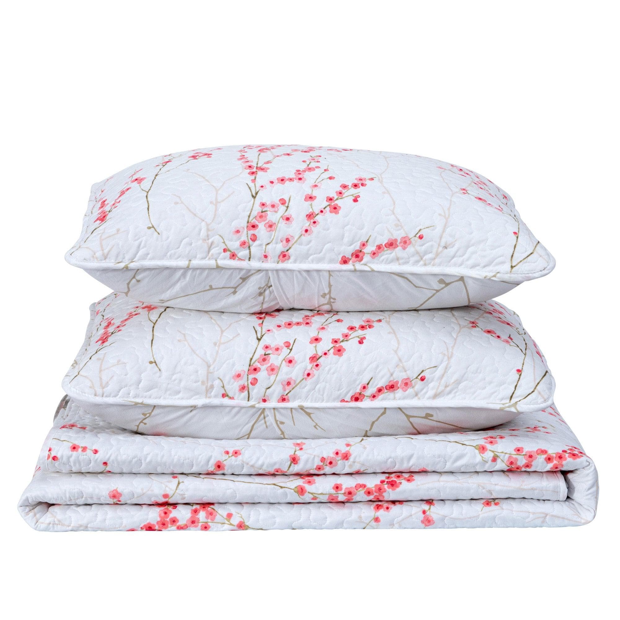 3 - Piece Floral Quilt - Sakura Collection - Tuesday Morning - Comforters & Duvets