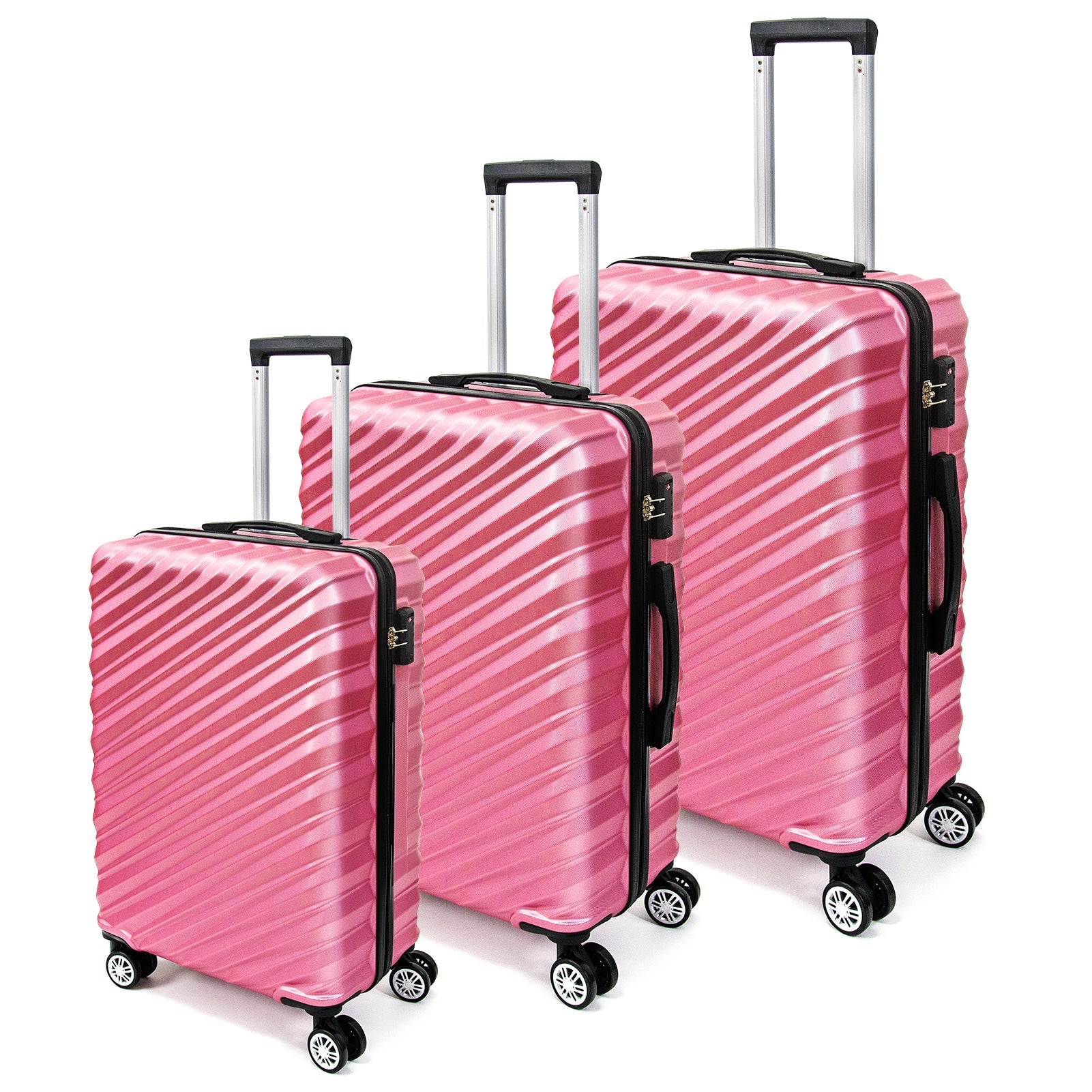 3 Piece Hard Shell Luggage set with TSA Lock Spinner Wheel ABS Lightweights Checked Convenient Stackable Suitcase Woman Men (20/24/28) - Tuesday Morning - Luggage Sets