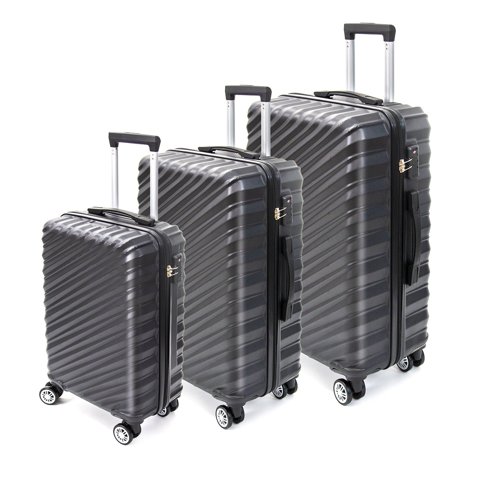 3 Piece Hard Shell Luggage set with TSA Lock Spinner Wheel ABS Lightweights Checked Convenient Stackable Suitcase Woman Men (20/24/28) - Tuesday Morning - Luggage Sets