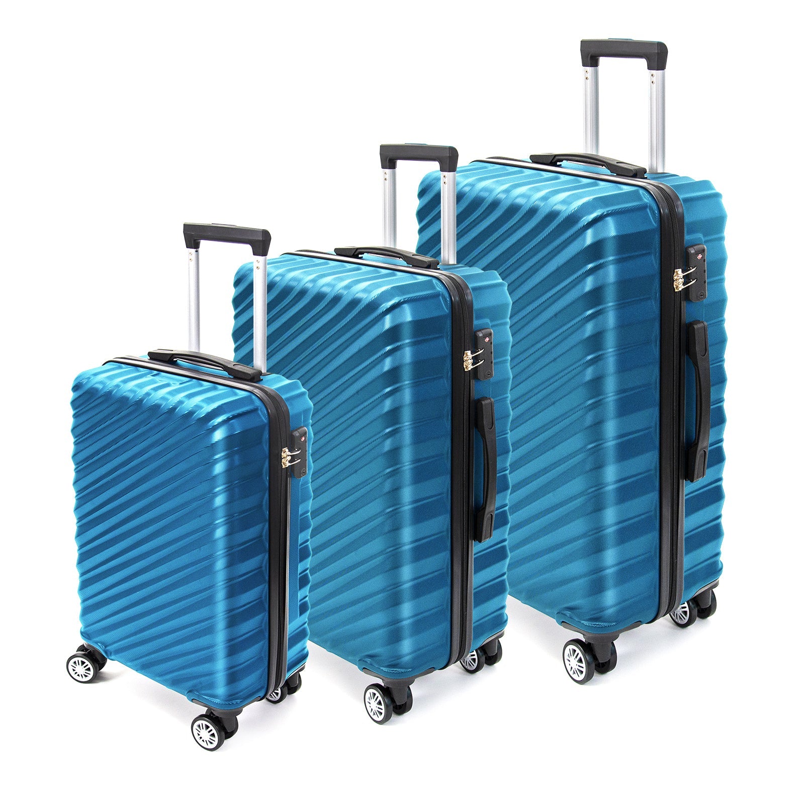 3 Piece Hard Shell Luggage set with TSA Lock Spinner Wheel ABS Lightweights Checked Convenient Stackable Suitcase Woman Men (20/24/28) - Tuesday Morning - Luggage Sets