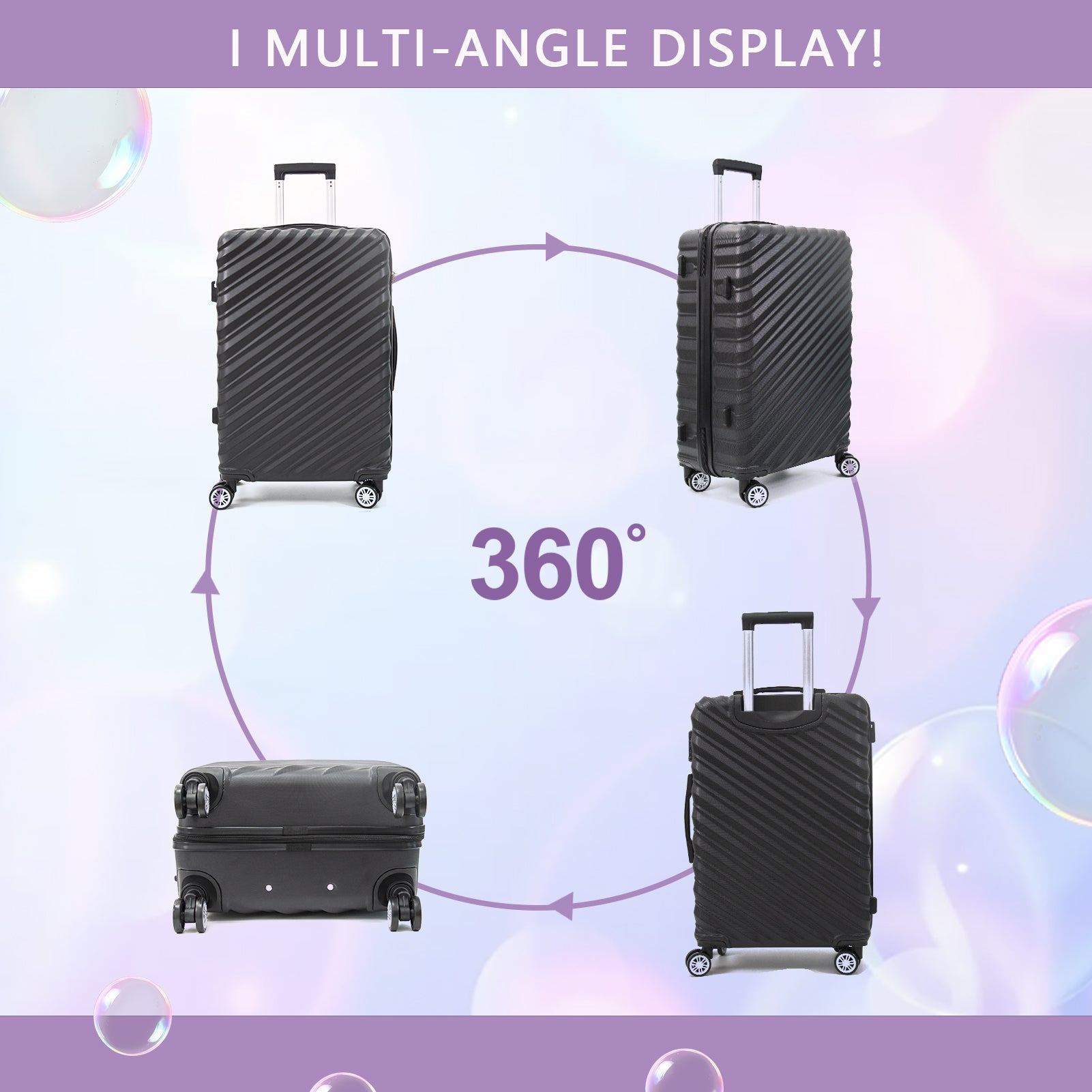 3 Piece Hard Shell Luggage set with TSA Lock Spinner Wheel ABS Lightweights Checked Convenient Stackable Suitcase Woman Men (20/24/28) - Tuesday Morning - Luggage Sets