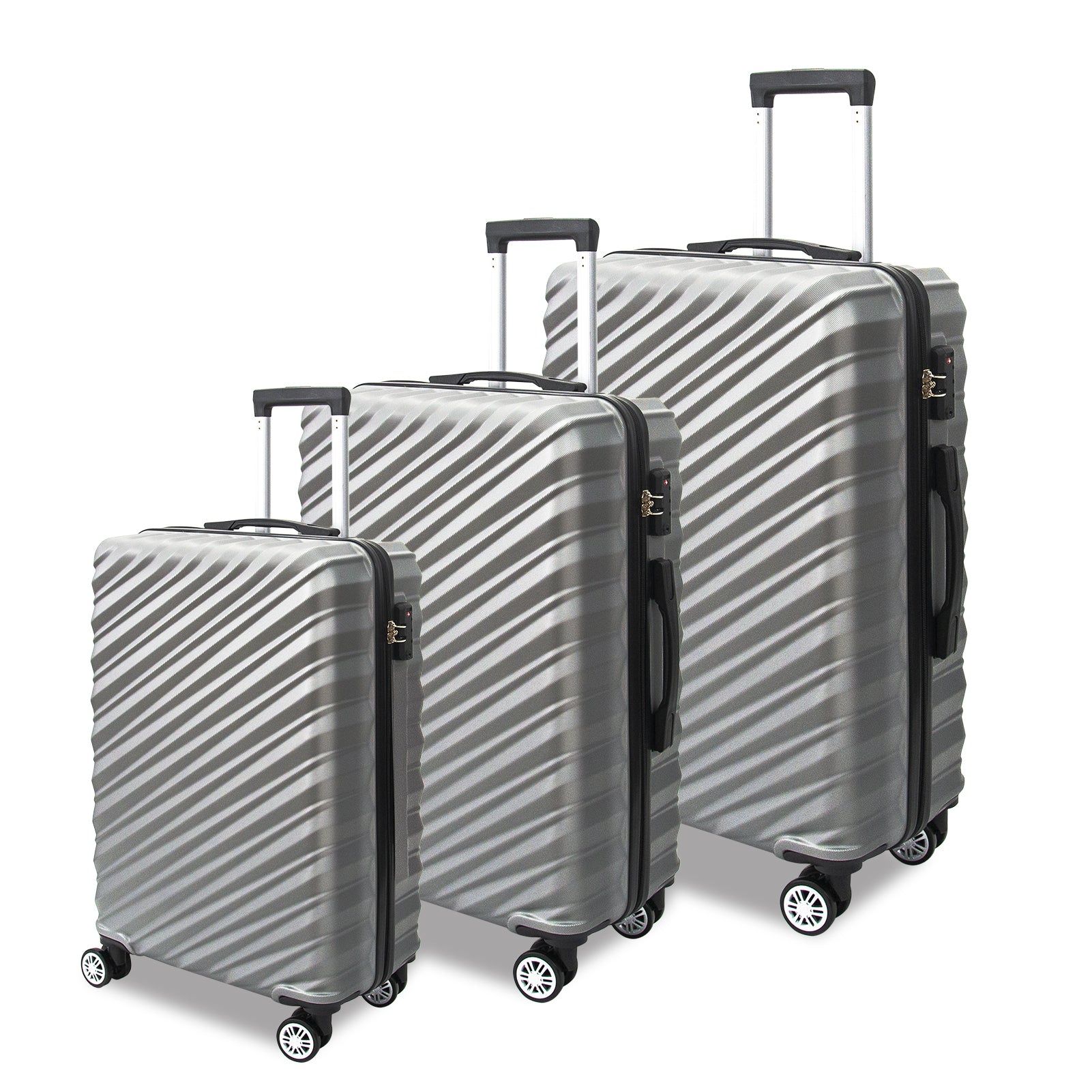 3 Piece Hard Shell Luggage set with TSA Lock Spinner Wheel ABS Lightweights Checked Convenient Stackable Suitcase Woman Men (20/24/28) - Tuesday Morning - Luggage Sets