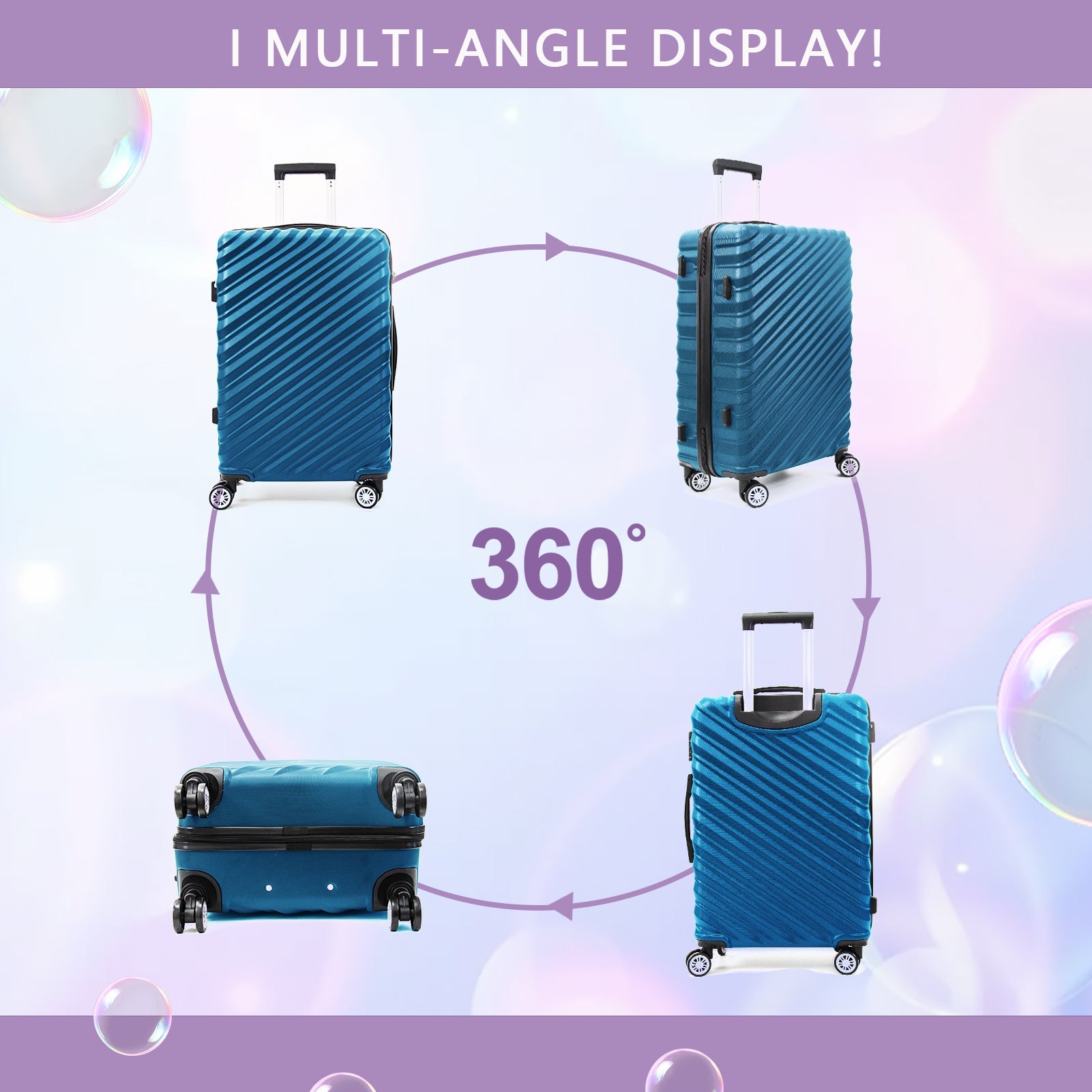 3 Piece Hard Shell Luggage set with TSA Lock Spinner Wheel ABS Lightweights Checked Convenient Stackable Suitcase Woman Men (20/24/28) - Tuesday Morning - Luggage Sets