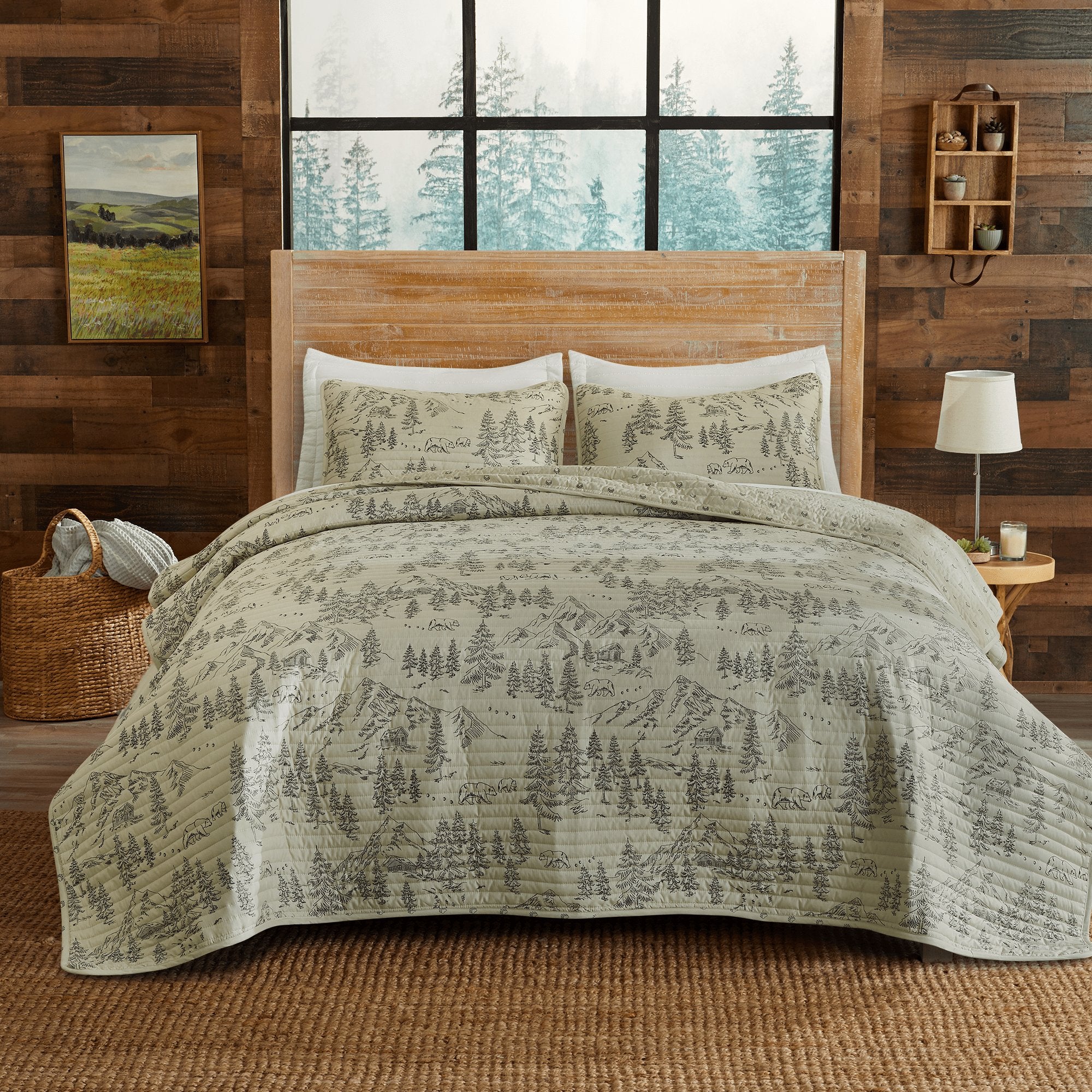 3 Piece Lodge Printed Quilt - Moonlight Ridge - Tuesday Morning - Comforters & Duvets