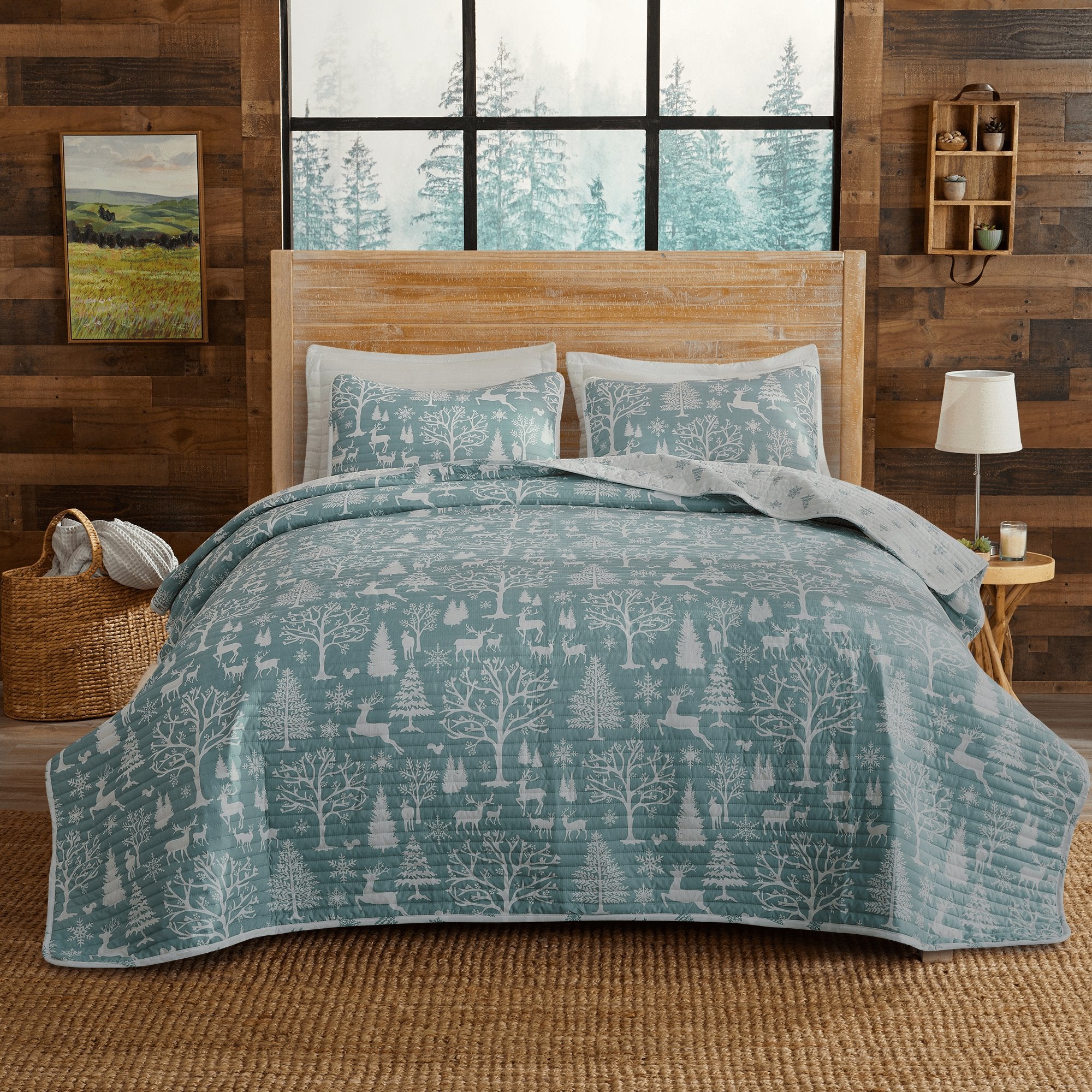 3 Piece Lodge Woods Quilt - Winter Solstice Collection - Tuesday Morning - Comforters & Duvets