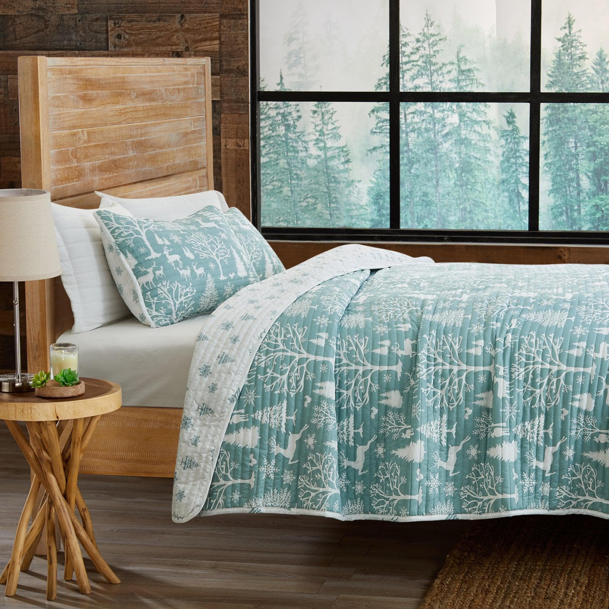 3 Piece Lodge Woods Quilt - Winter Solstice Collection - Tuesday Morning - Comforters & Duvets