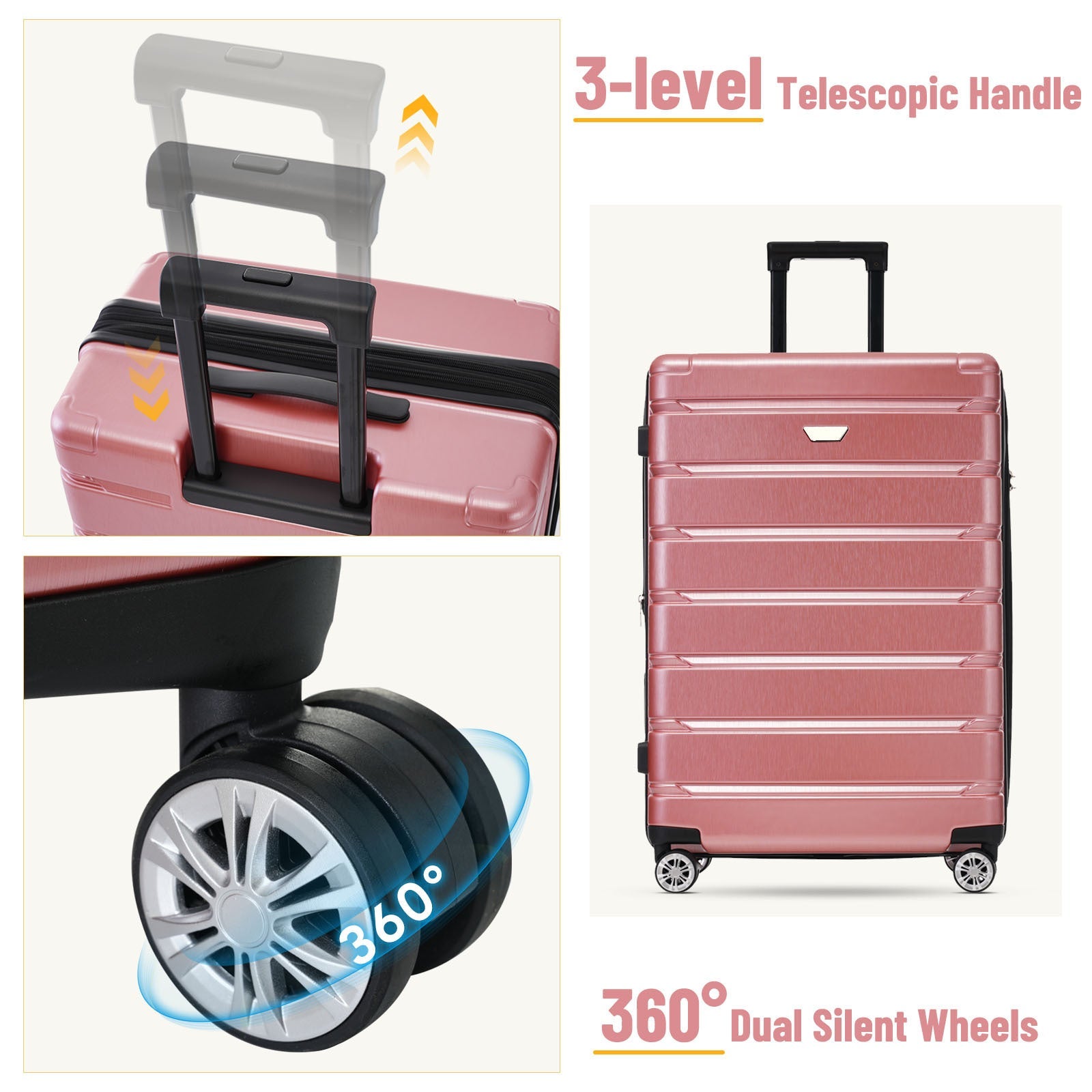 3 Piece Luggage Set Suitcase Set, Lightweight Durable Suitcase with Wheels and TSA Lock, Expandable Travel Family Luggage for Men Women 20