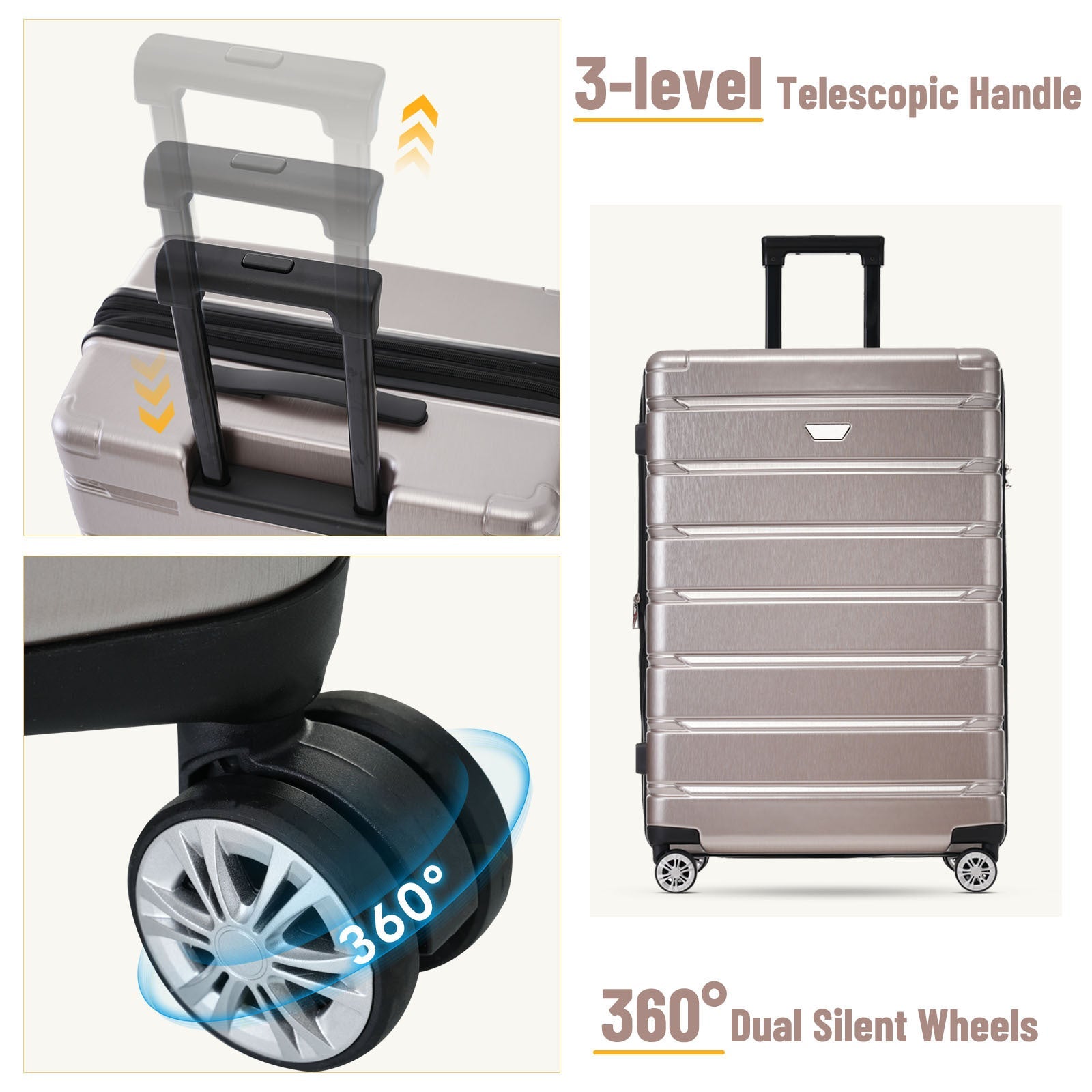 3 Piece Luggage Set Suitcase Set, Lightweight Durable Suitcase with Wheels and TSA Lock, Expandable Travel Family Luggage for Men Women 20