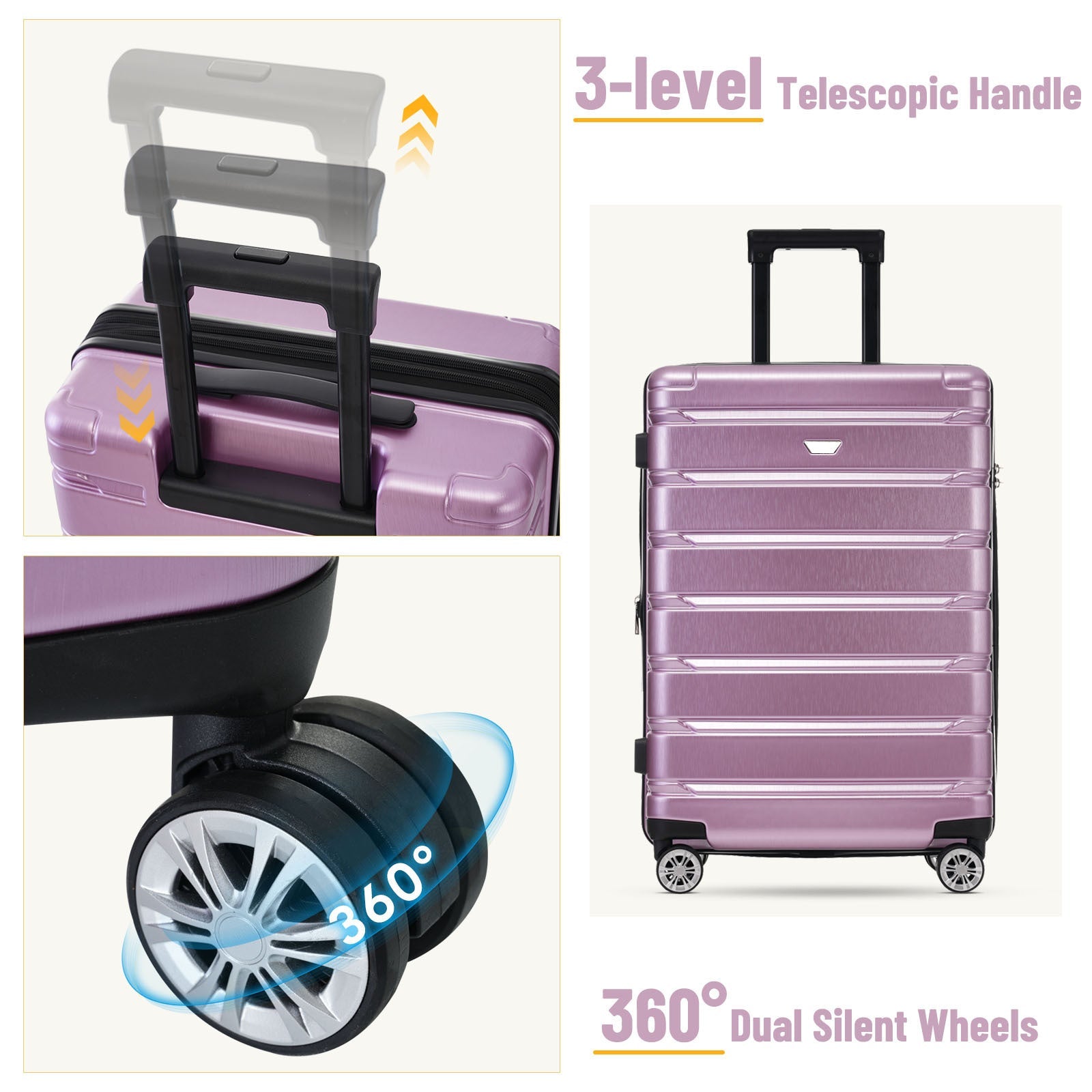 3 Piece Luggage Set Suitcase Set, Lightweight Durable Suitcase with Wheels and TSA Lock, Expandable Travel Family Luggage for Men Women 20