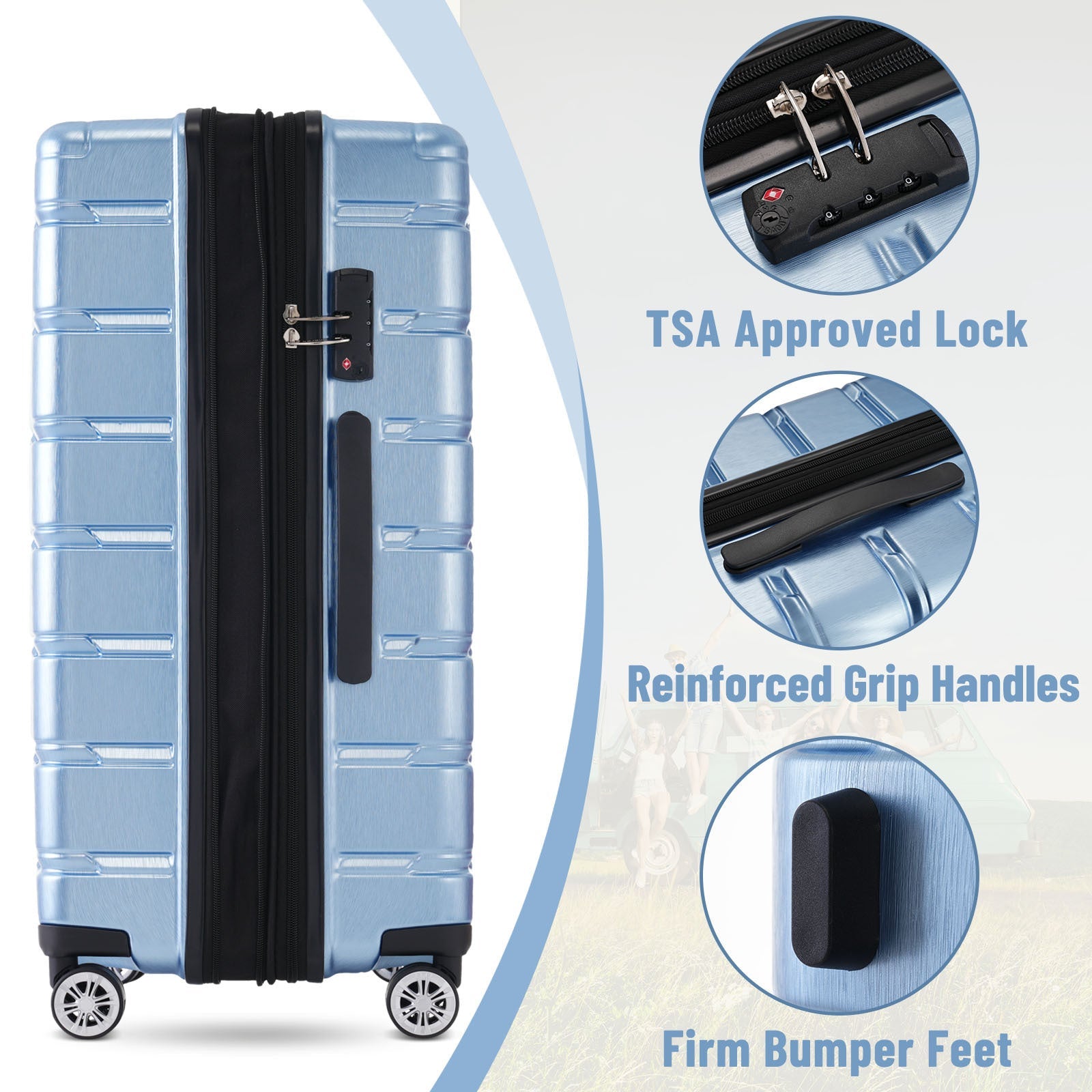 3 Piece Luggage Set Suitcase Set, Lightweight Durable Suitcase with Wheels and TSA Lock, Expandable Travel Family Luggage for Men Women 20