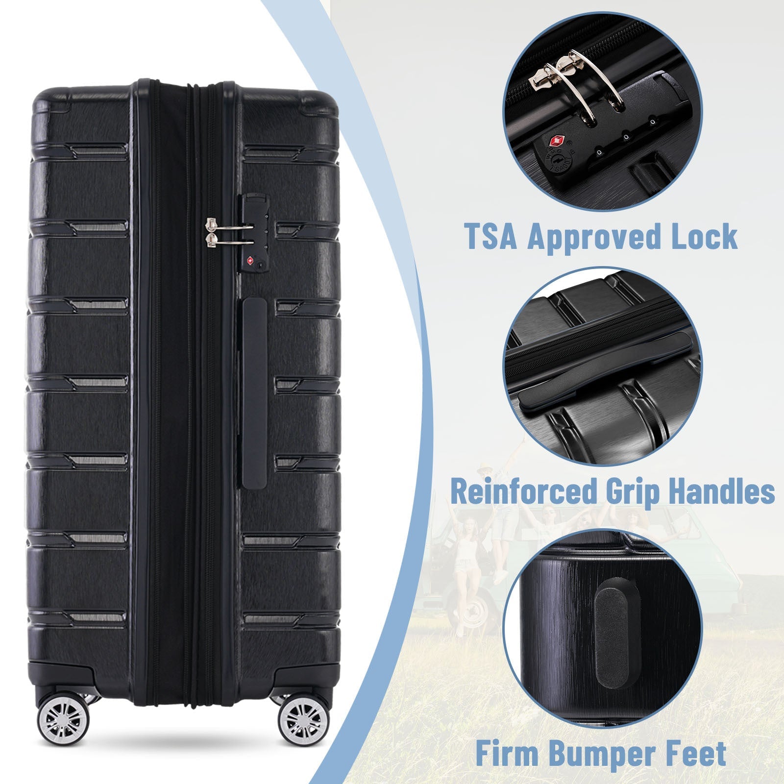 3 Piece Luggage Set Suitcase Set, Lightweight Durable Suitcase with Wheels and TSA Lock, Expandable Travel Family Luggage for Men Women 20