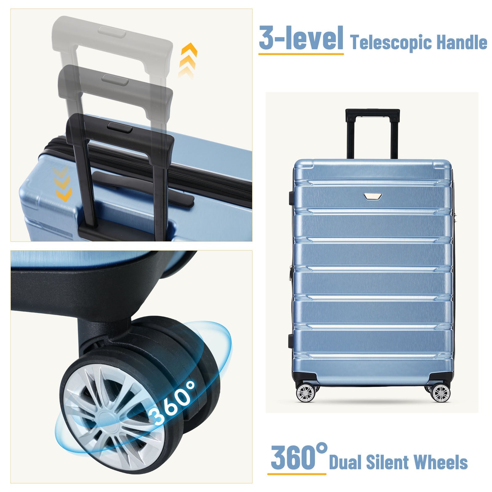 3 Piece Luggage Set Suitcase Set, Lightweight Durable Suitcase with Wheels and TSA Lock, Expandable Travel Family Luggage for Men Women 20