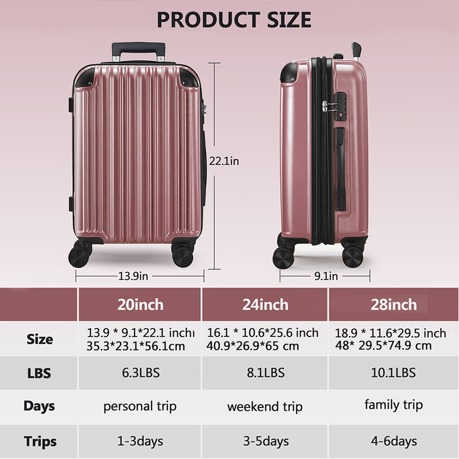 3 - piece Luggage Set with TSA Lock& Double Spinner Wheels, Expandable For Large Storage - Tuesday Morning - Luggage & Bags