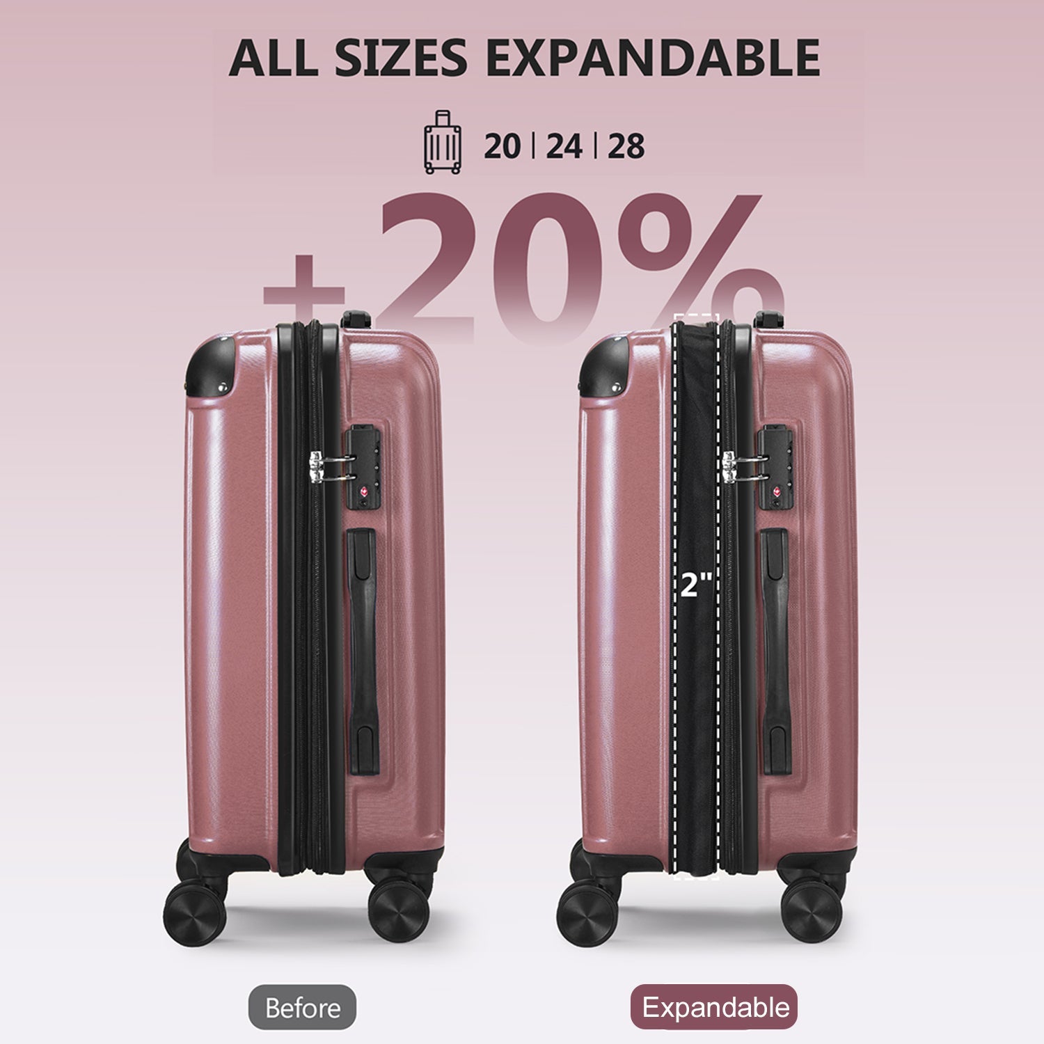 3 - piece Luggage Set with TSA Lock& Double Spinner Wheels, Expandable For Large Storage - Tuesday Morning - Luggage & Bags