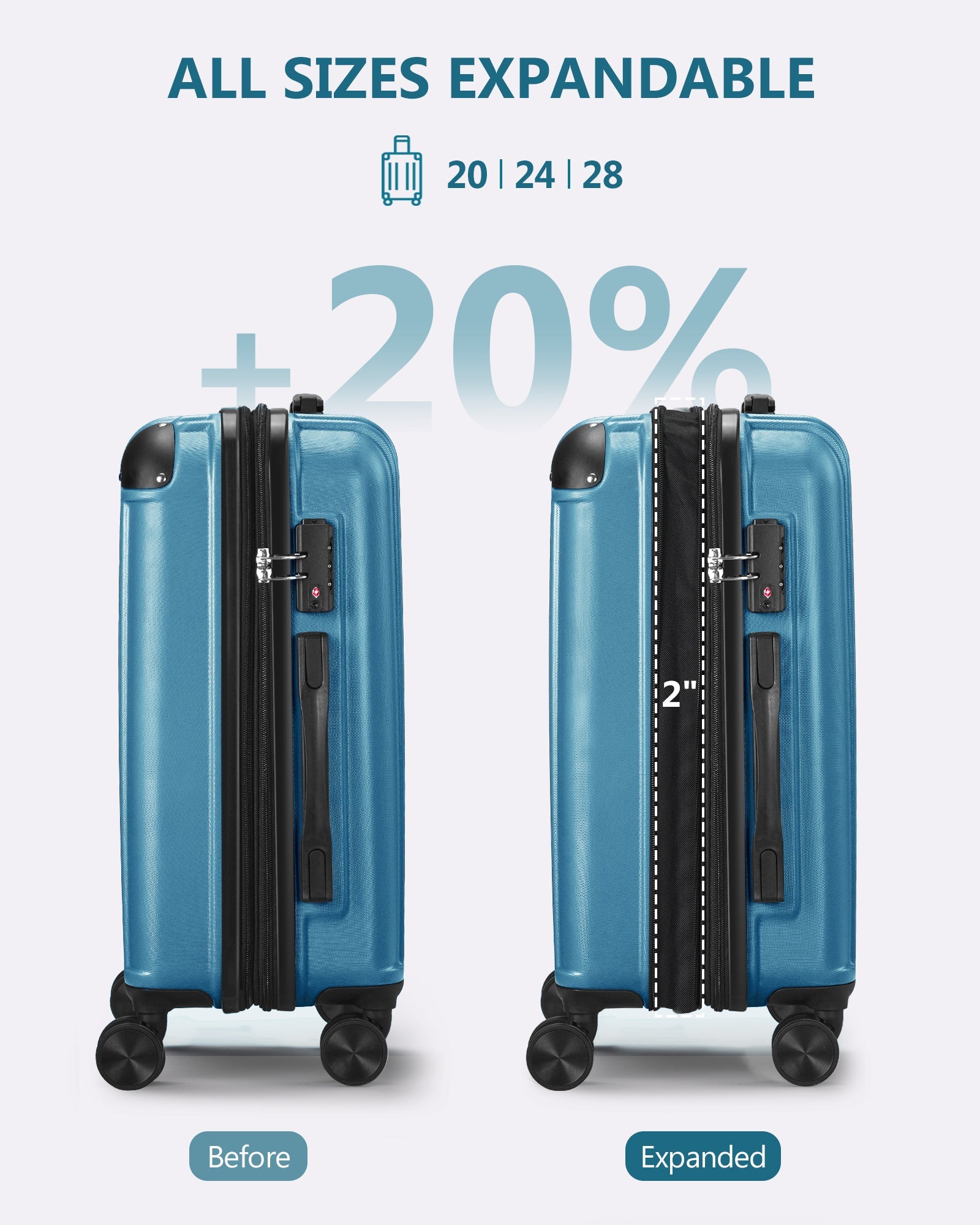 3 - piece Luggage Set with TSA Lock& Double Spinner Wheels, Expandable For Large Storage - Tuesday Morning - Luggage & Bags