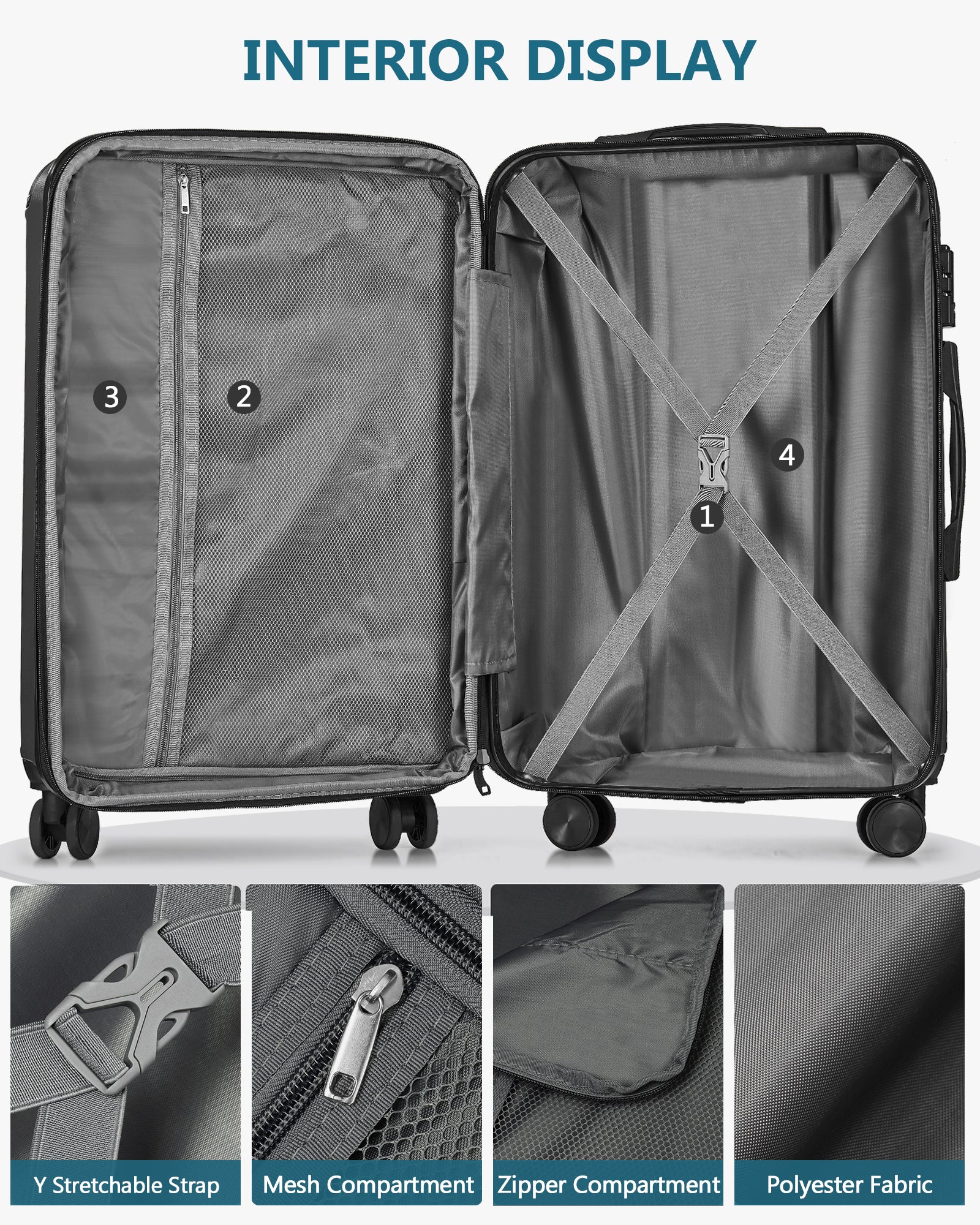 3 - piece Luggage Set with TSA Lock& Double Spinner Wheels, Expandable For Large Storage - Tuesday Morning - Luggage & Bags