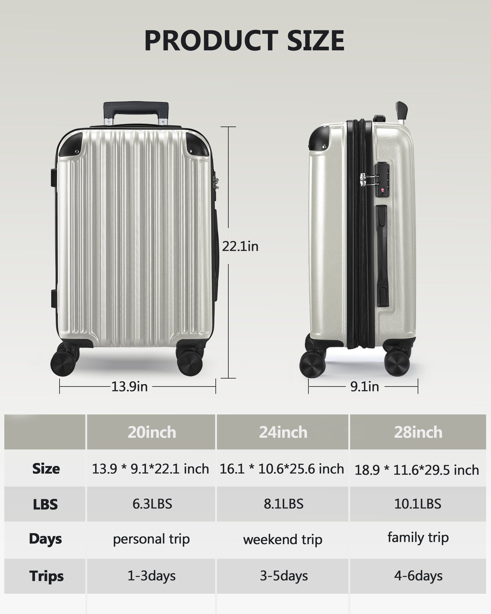 3 - piece Luggage Set with TSA Lock& Double Spinner Wheels, Expandable For Large Storage - Tuesday Morning - Luggage & Bags